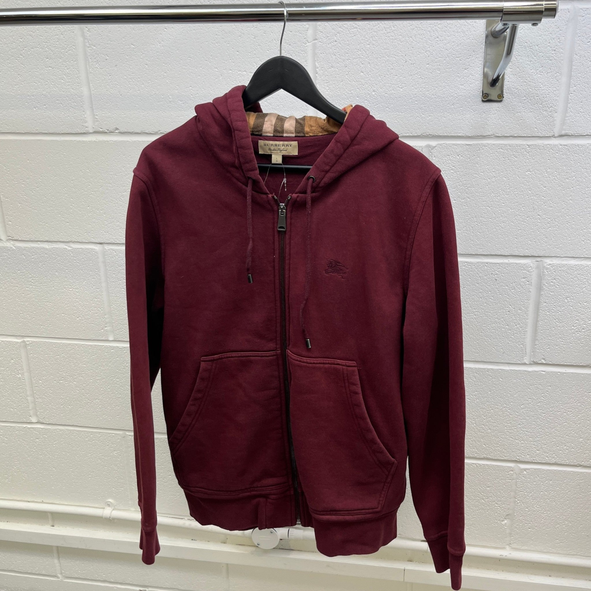 Men's Embroidered Logo Hoodie Burgundy Size L