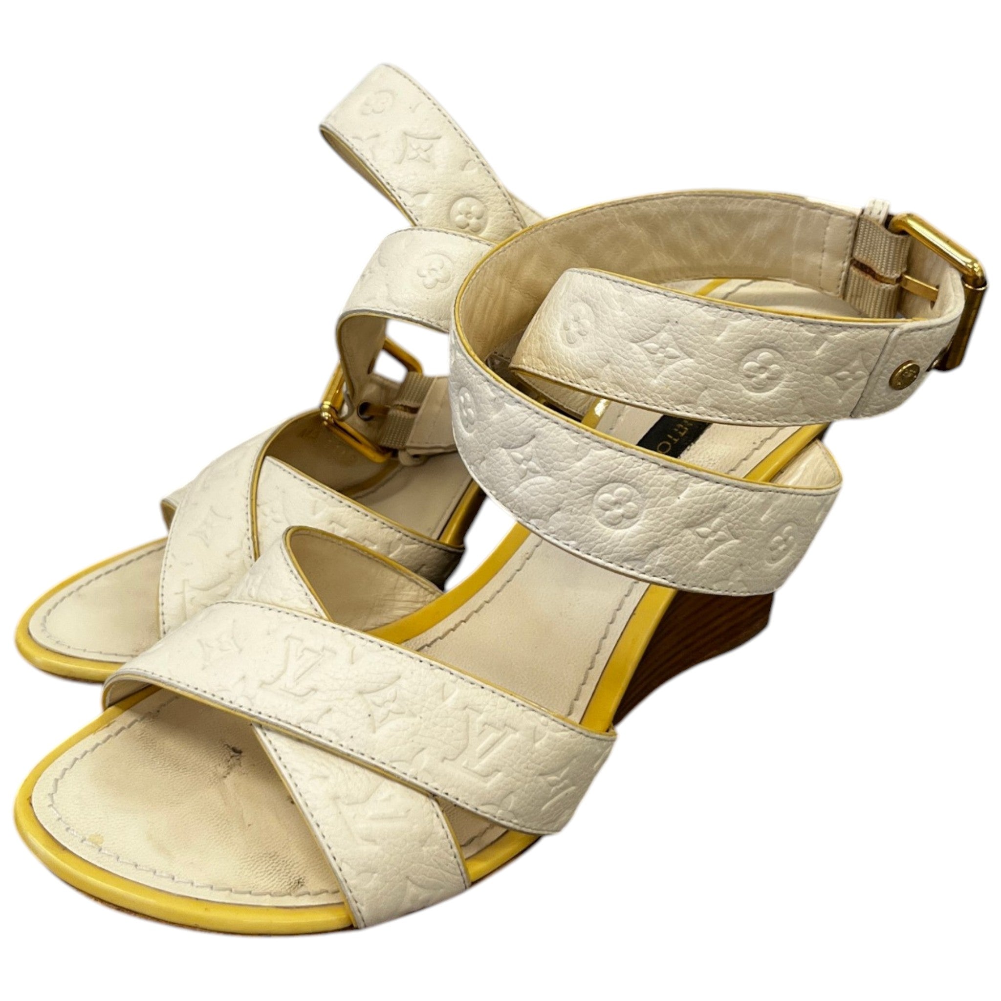 Women's Monogram Isola Wedge Sandals Cream Size EU 38 / UK 5