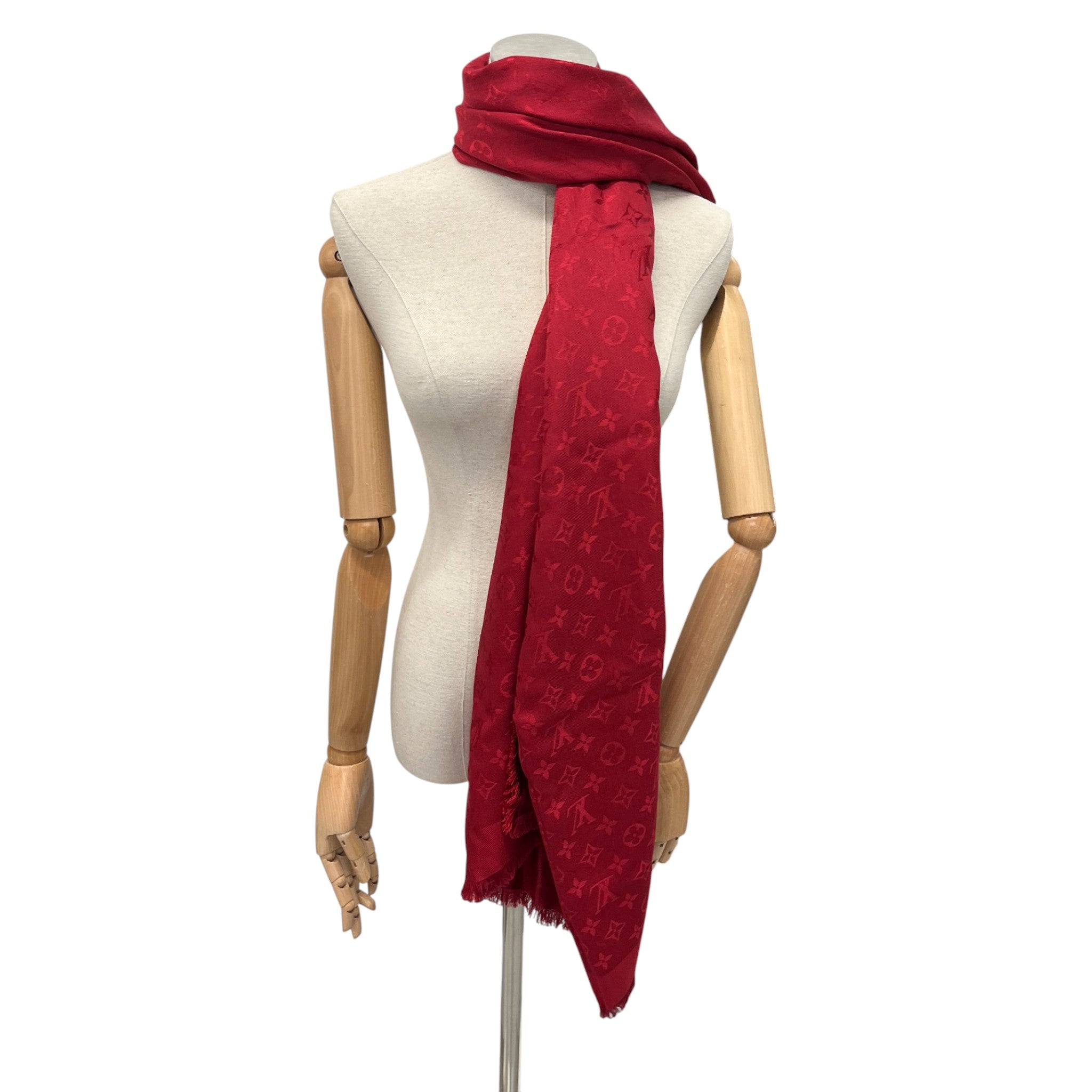 Women's Monogram Shawl Scarf Red