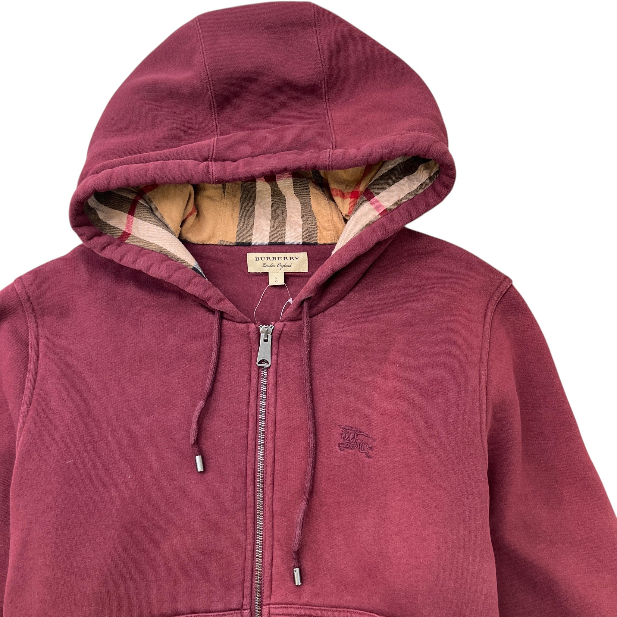 Men's Embroidered Logo Hoodie Burgundy Size L