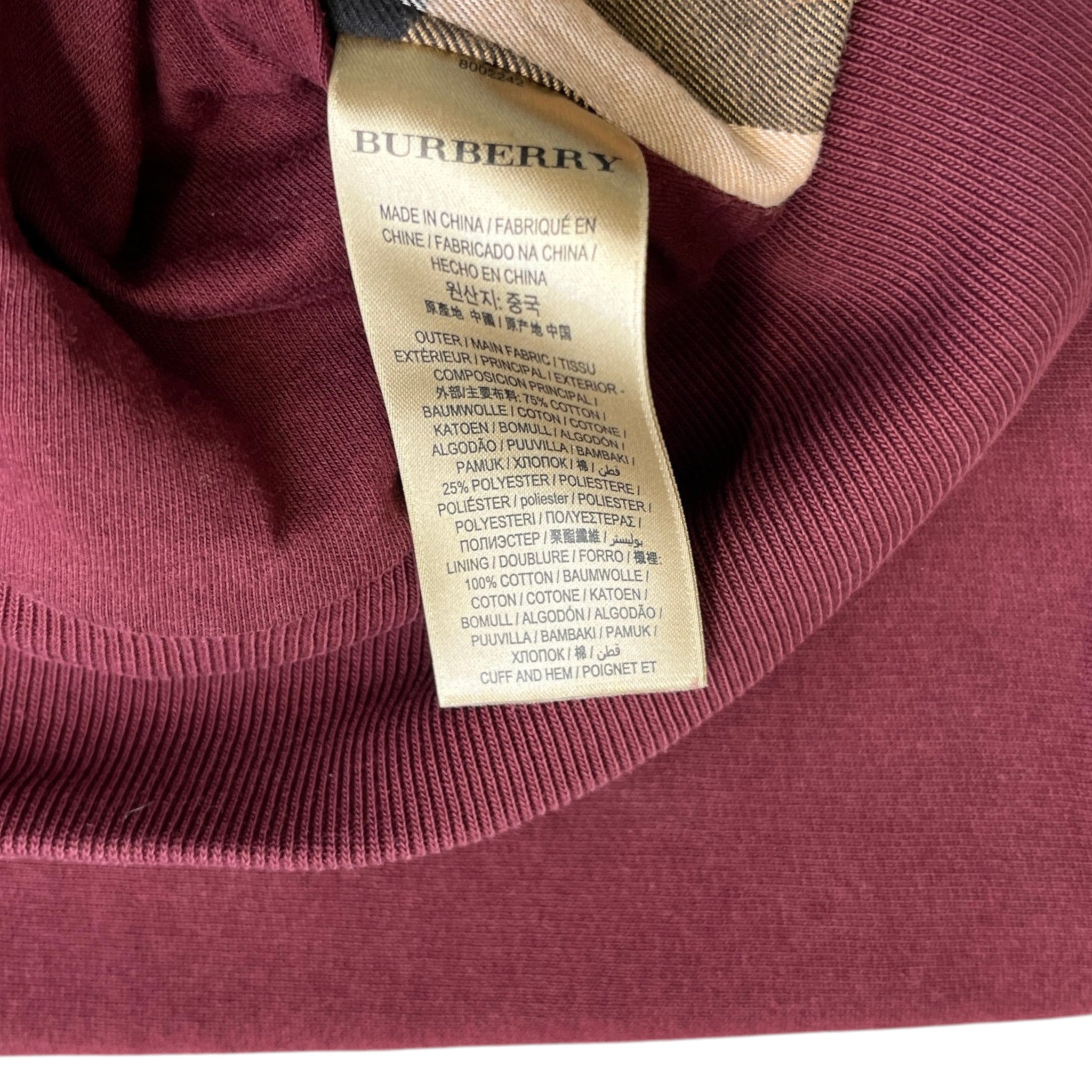 Men's Embroidered Logo Hoodie Burgundy Size L