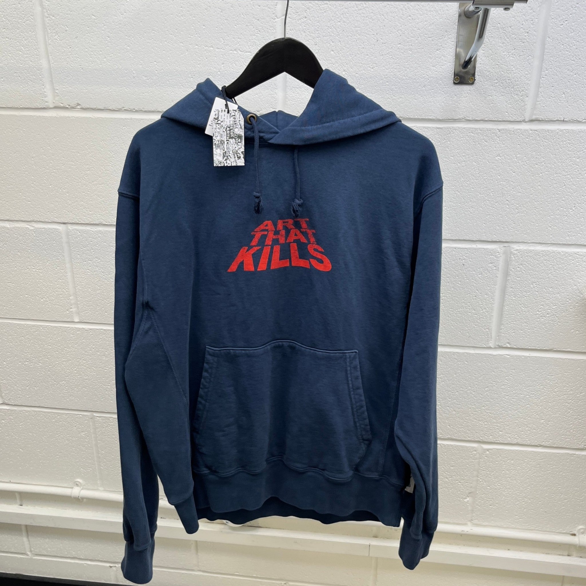 Men's Atk Stacked Logo Hoodie Navy Size M