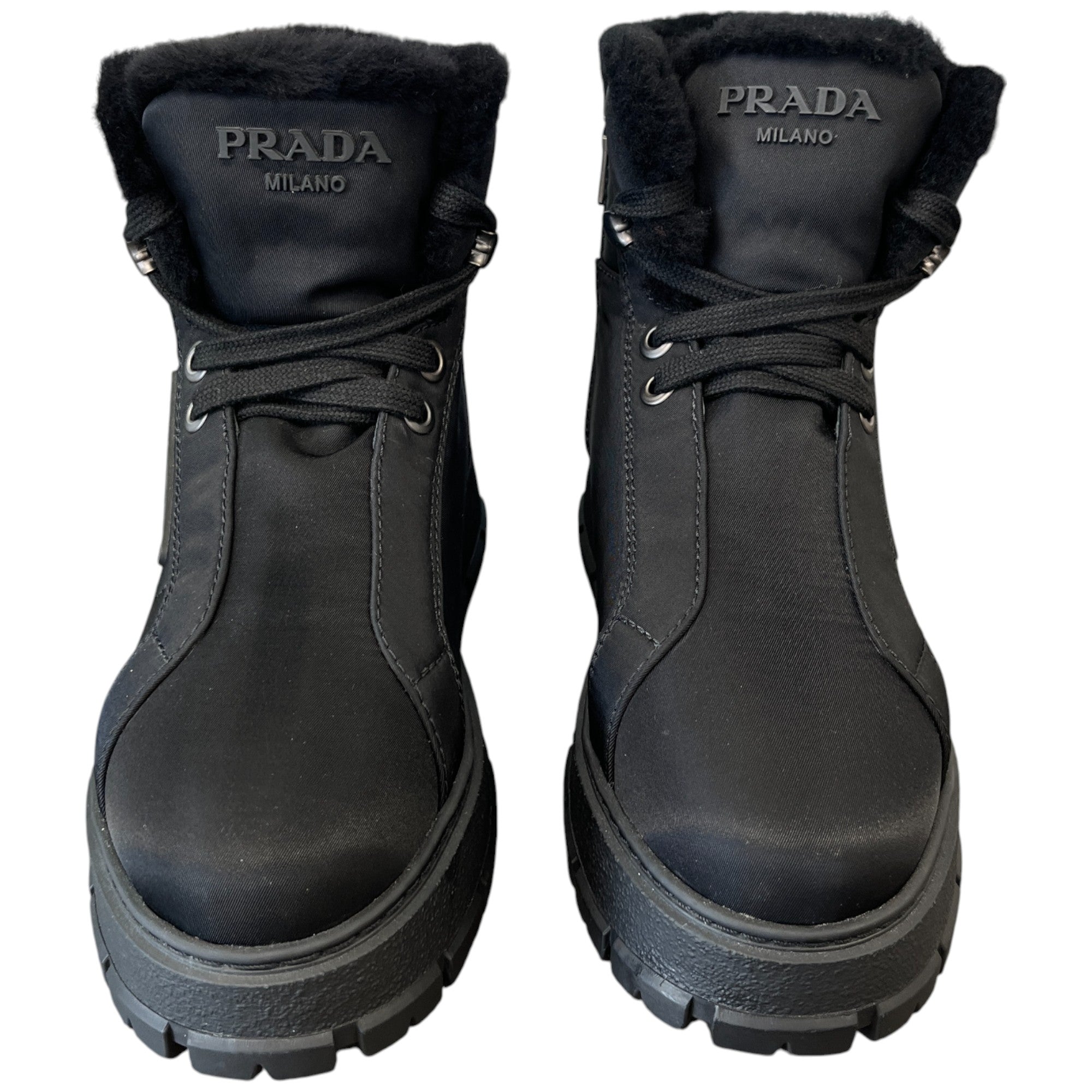 Women's Logo Plaque Shearling Boots Black Size EU 36 / UK 3