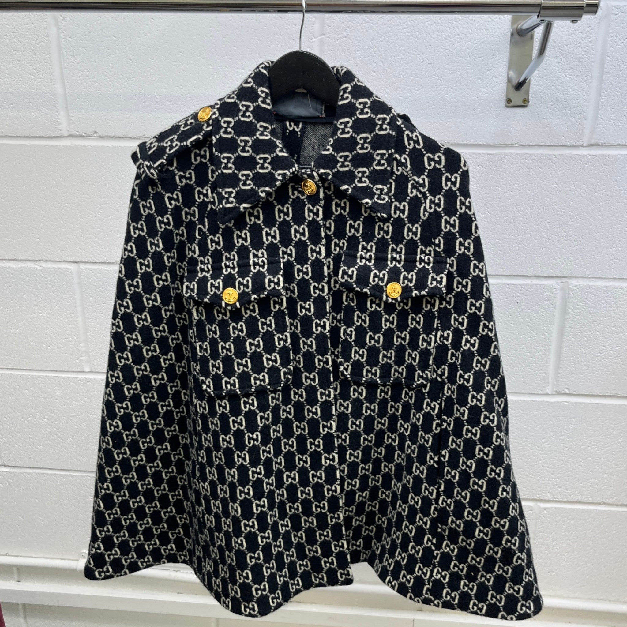 Women's Gg Jacquard Cape Jacket Black Size XS