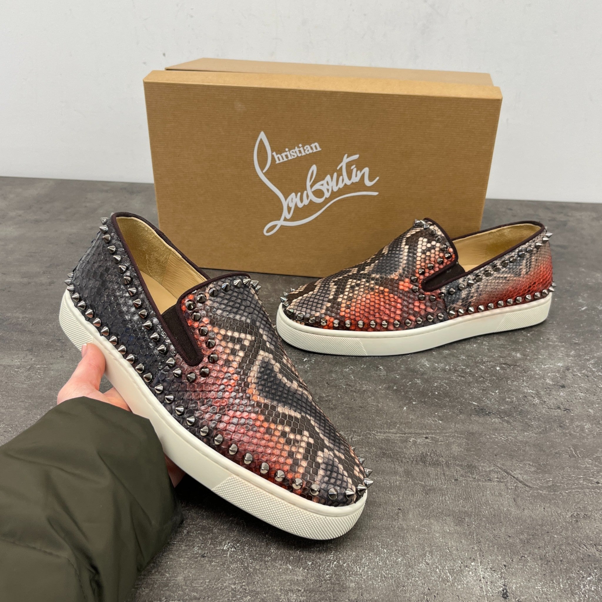 Men's Boat Flat Python Loafers Black Size EU 40 / UK 6