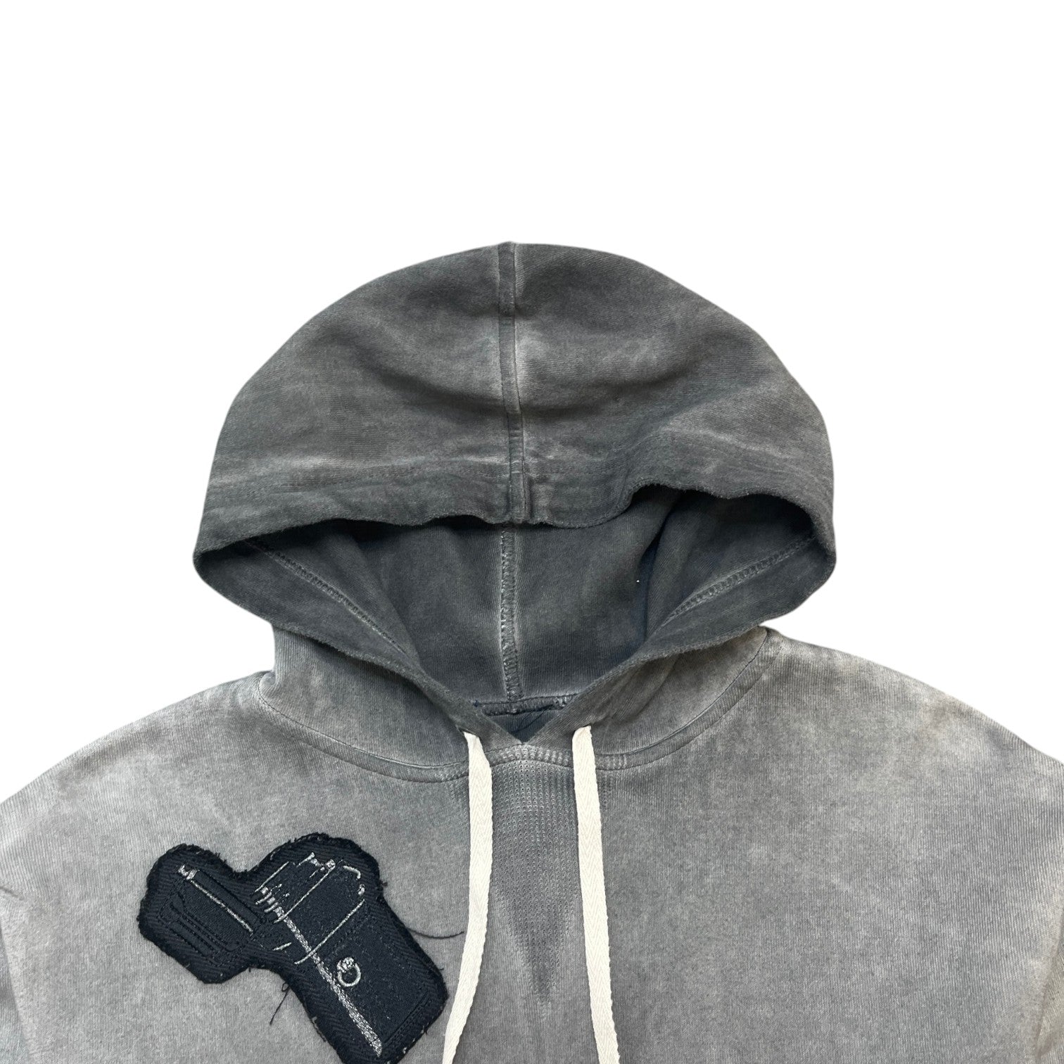 Women's Embroidered Patch Work Hoodie Grey Size S