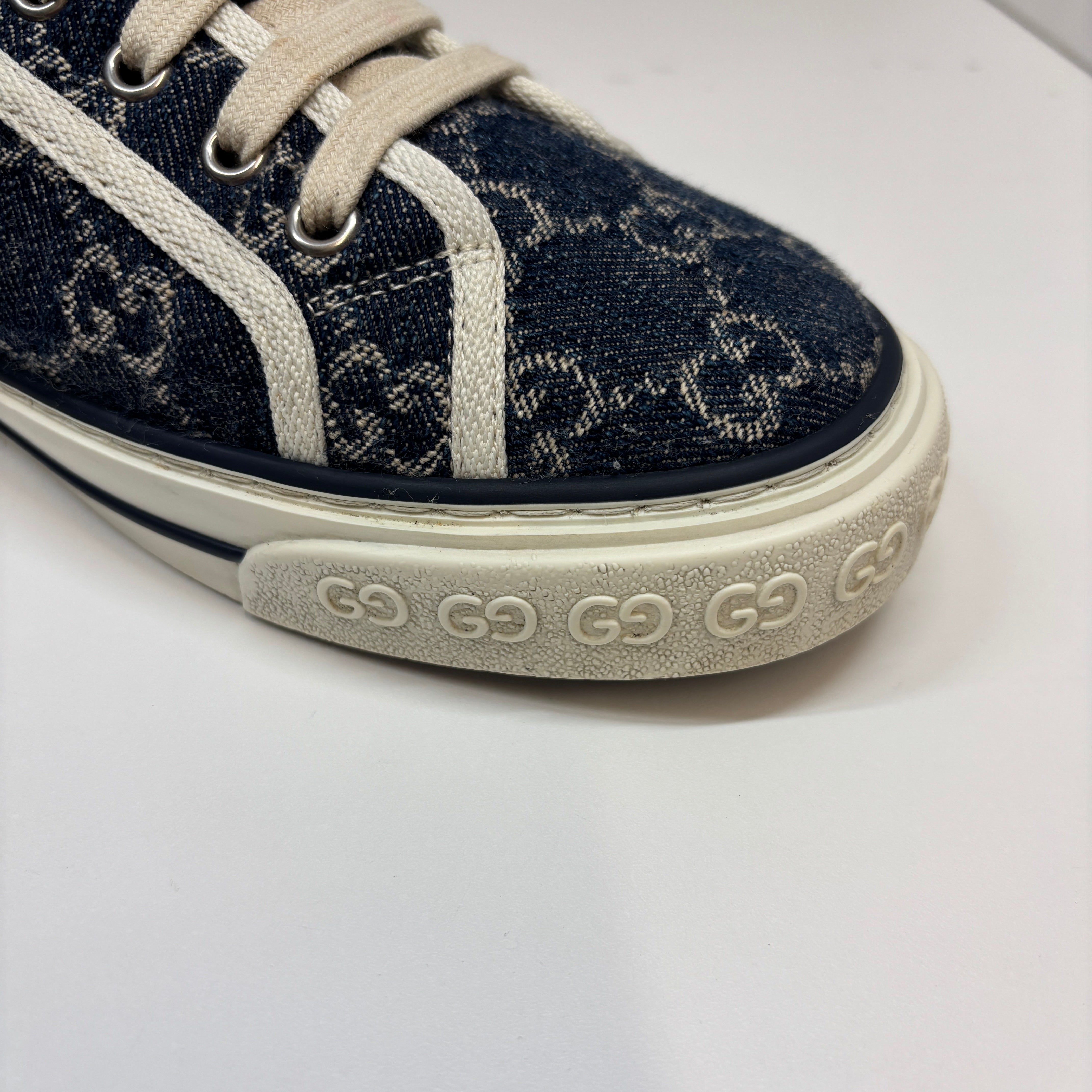 Men's Gg Supreme Web Stripe Low Trainers Blue Size EU 41 / UK 7