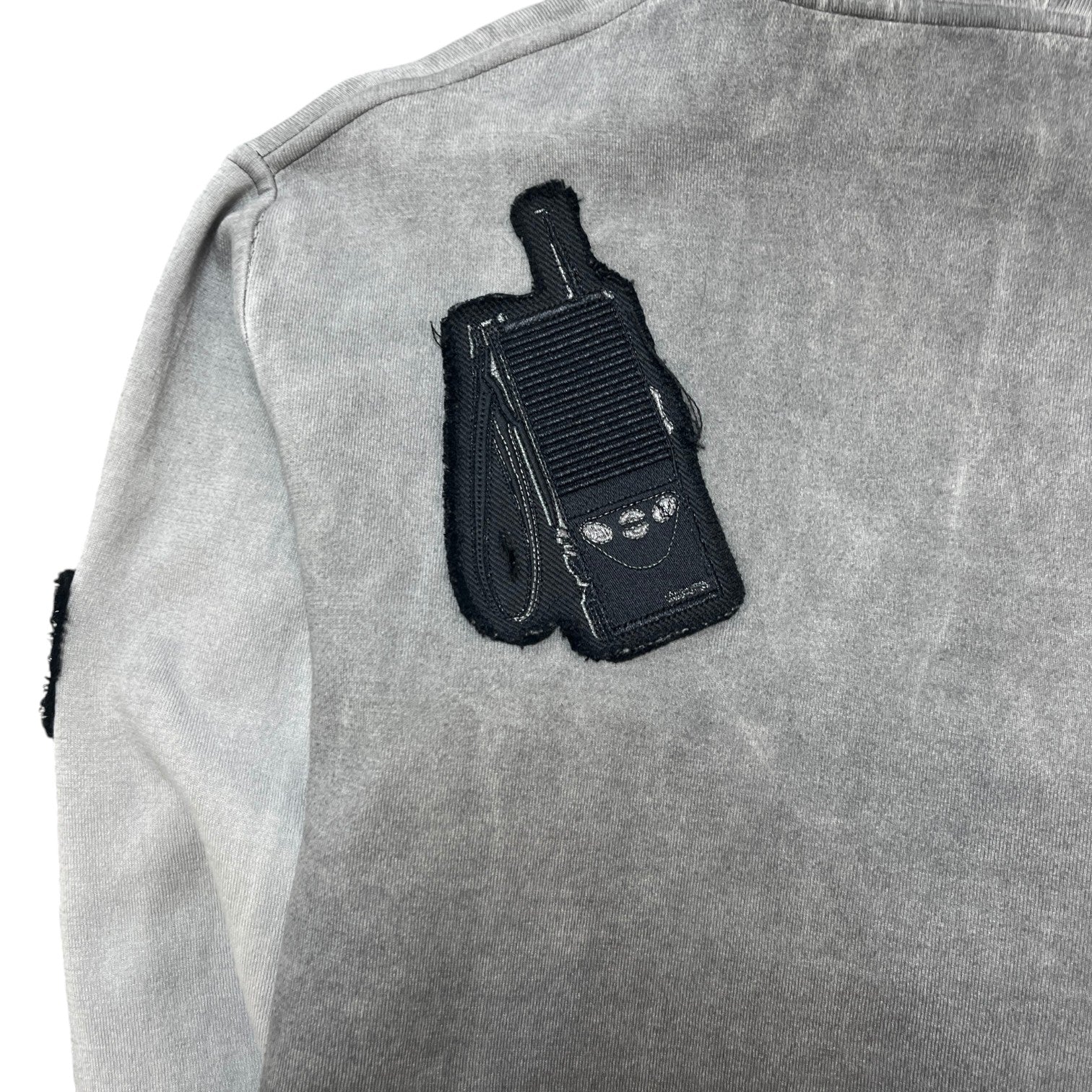 Women's Embroidered Patch Work Hoodie Grey Size S