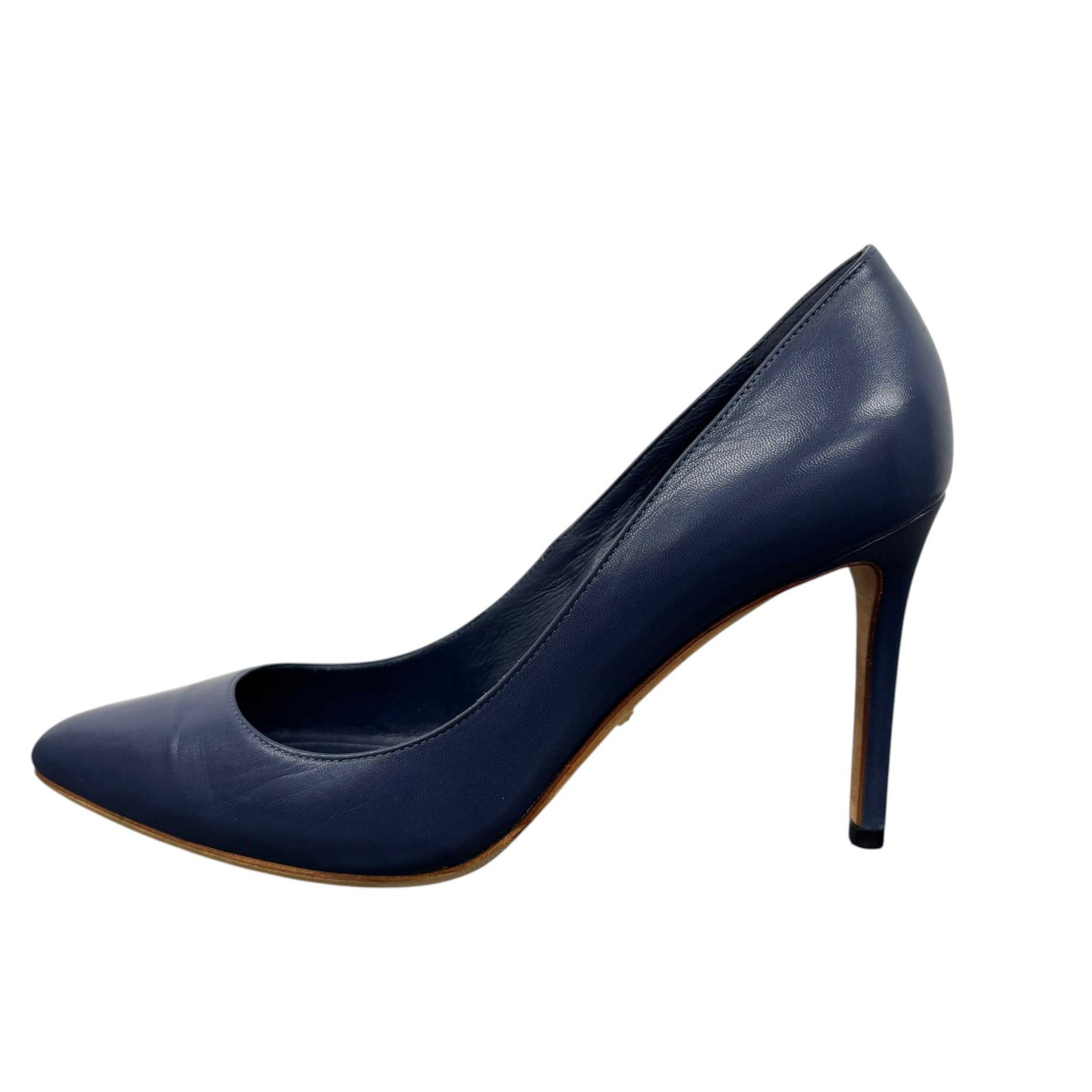 Women's Leather Pointed Heels Blue Size EU 37.5 / UK 4.5