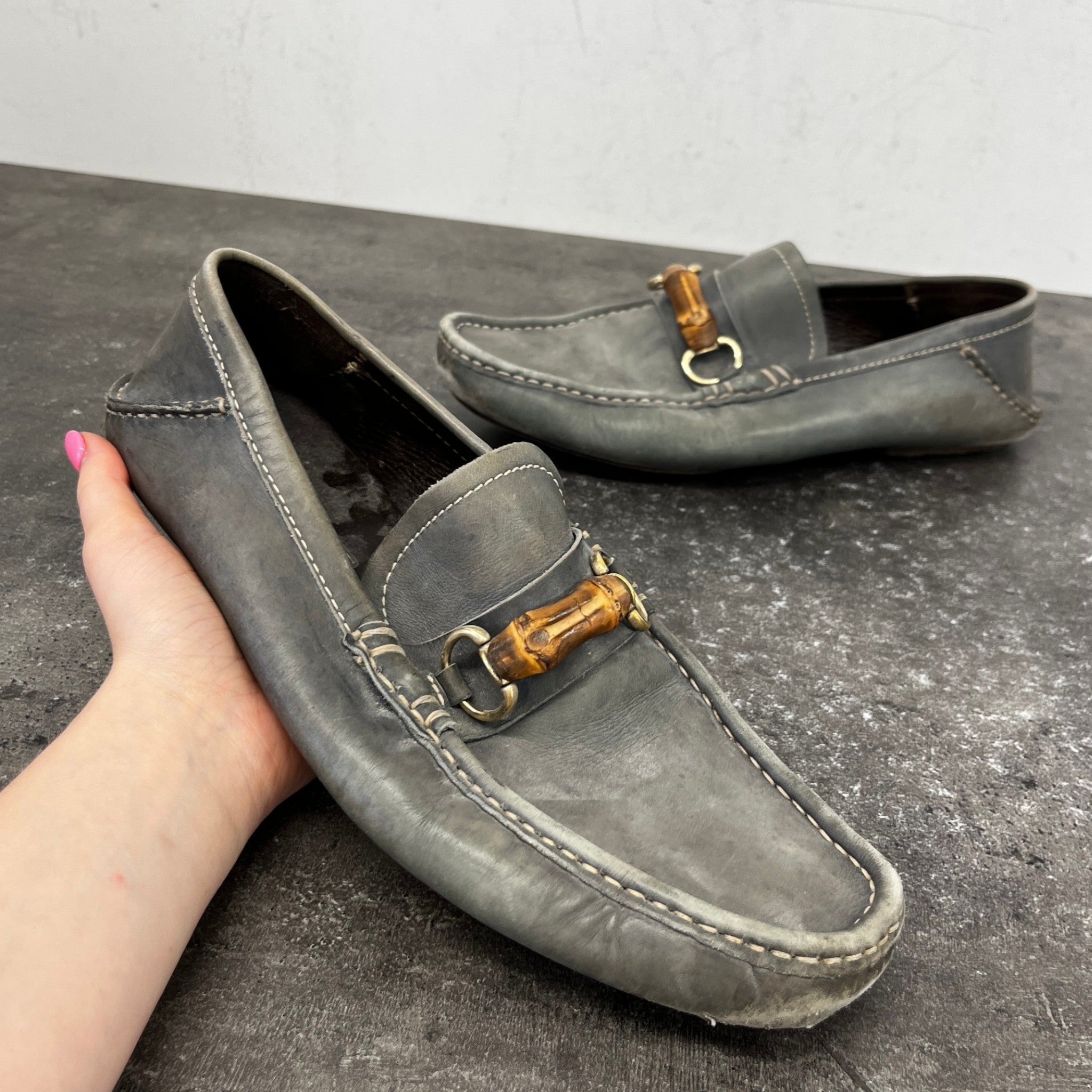 Men's Bamboo Horsebit Loafers Grey Size EU 42.5 / UK 8.5
