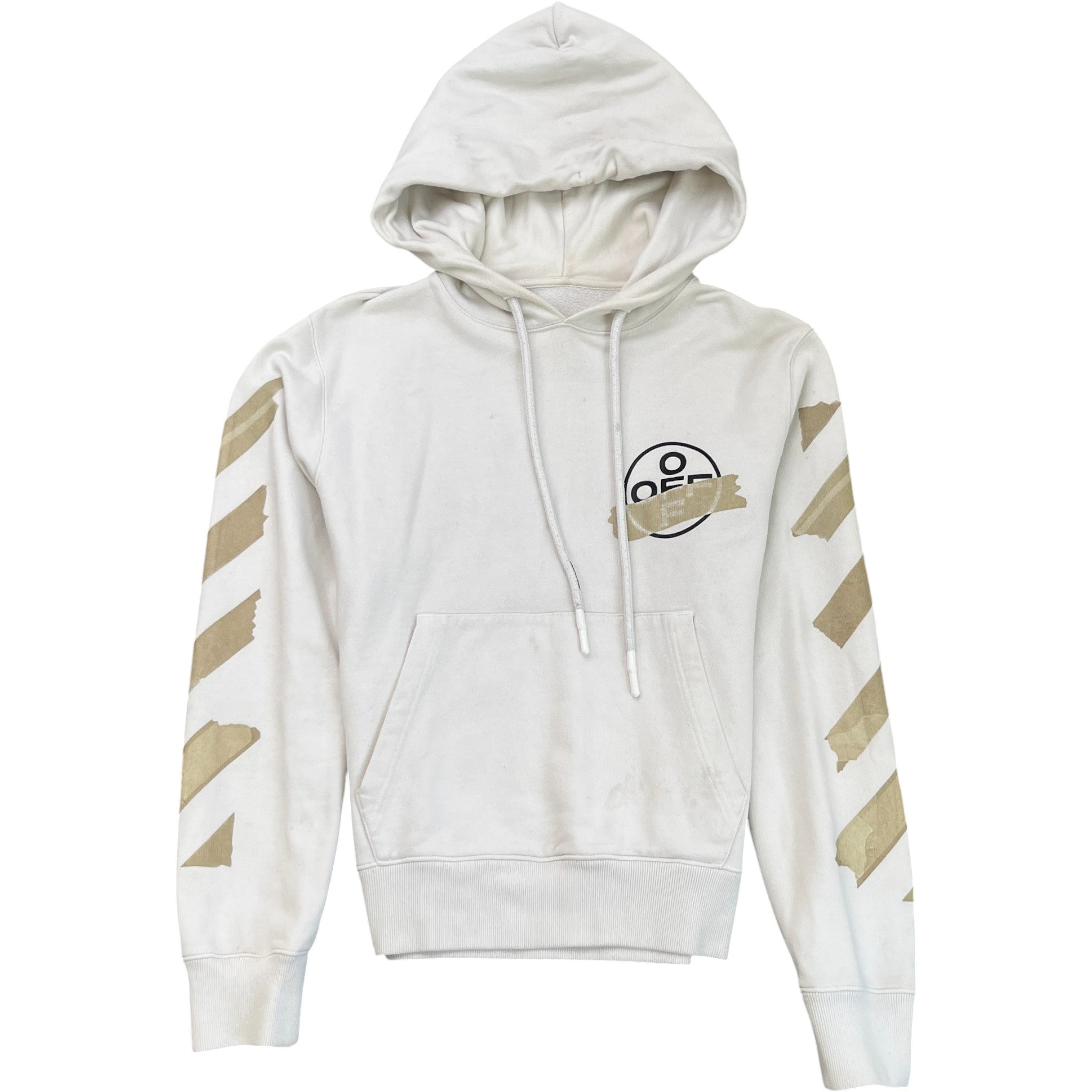 Men's Tape Arrow Logo Hoodie White Size S