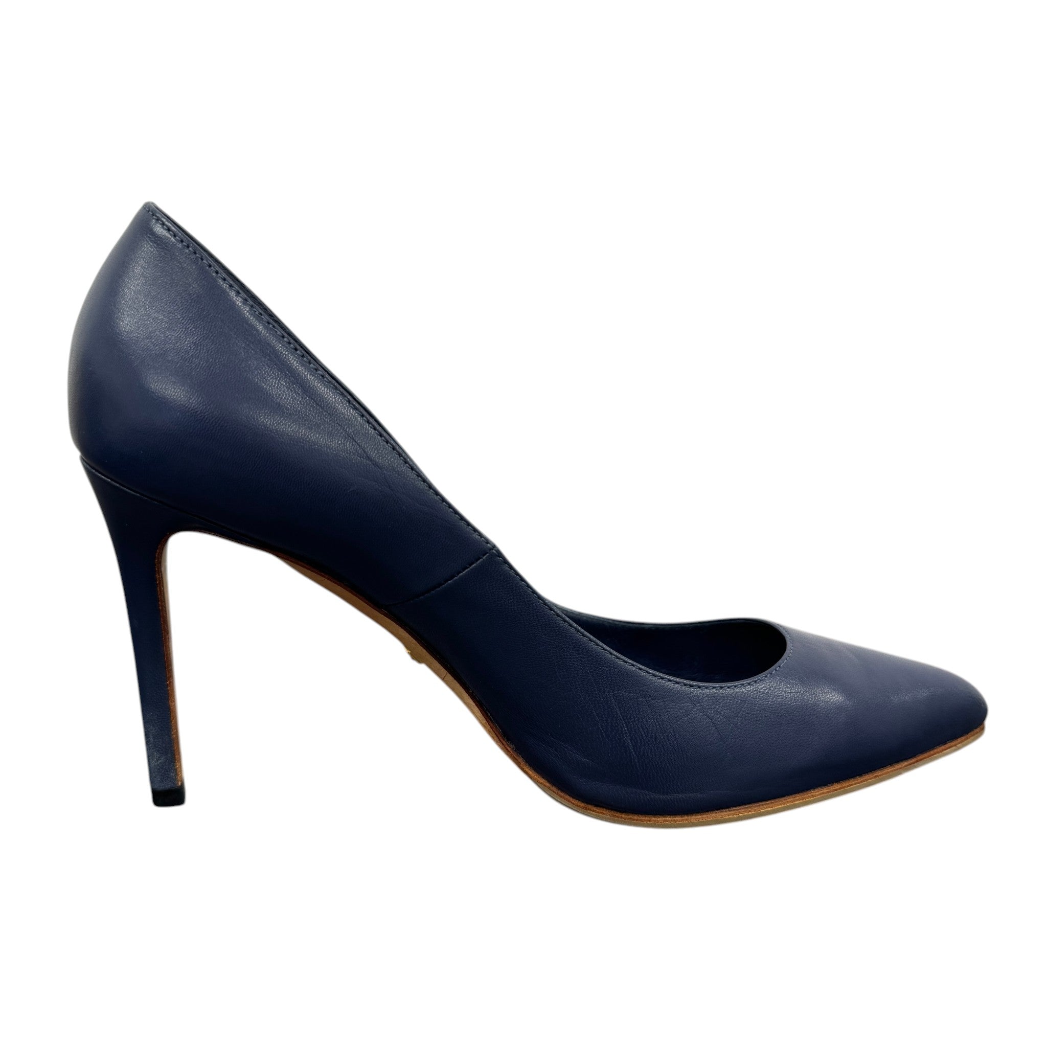 Women's Leather Pointed Heels Blue Size EU 37.5 / UK 4.5