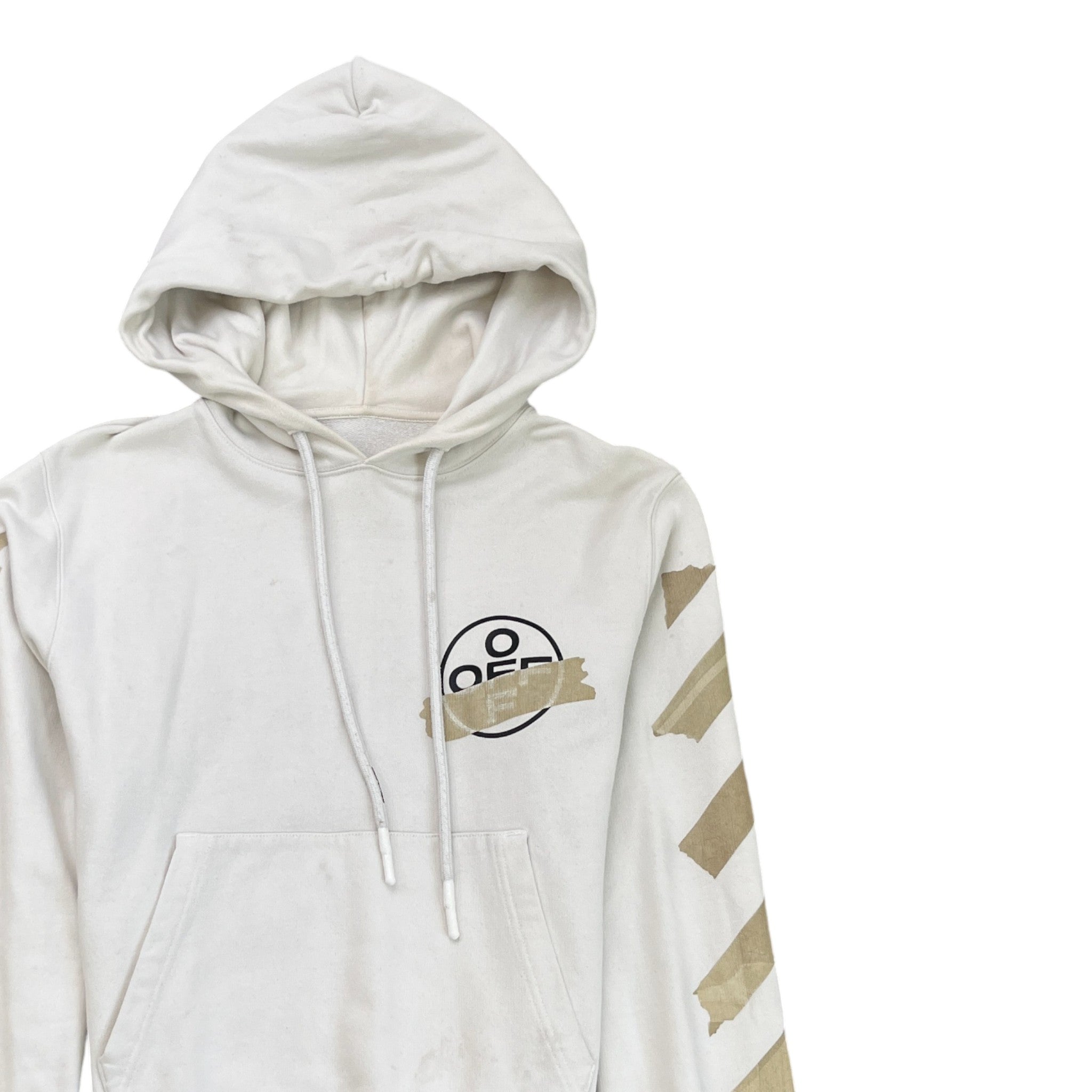 Men's Tape Arrow Logo Hoodie White Size S