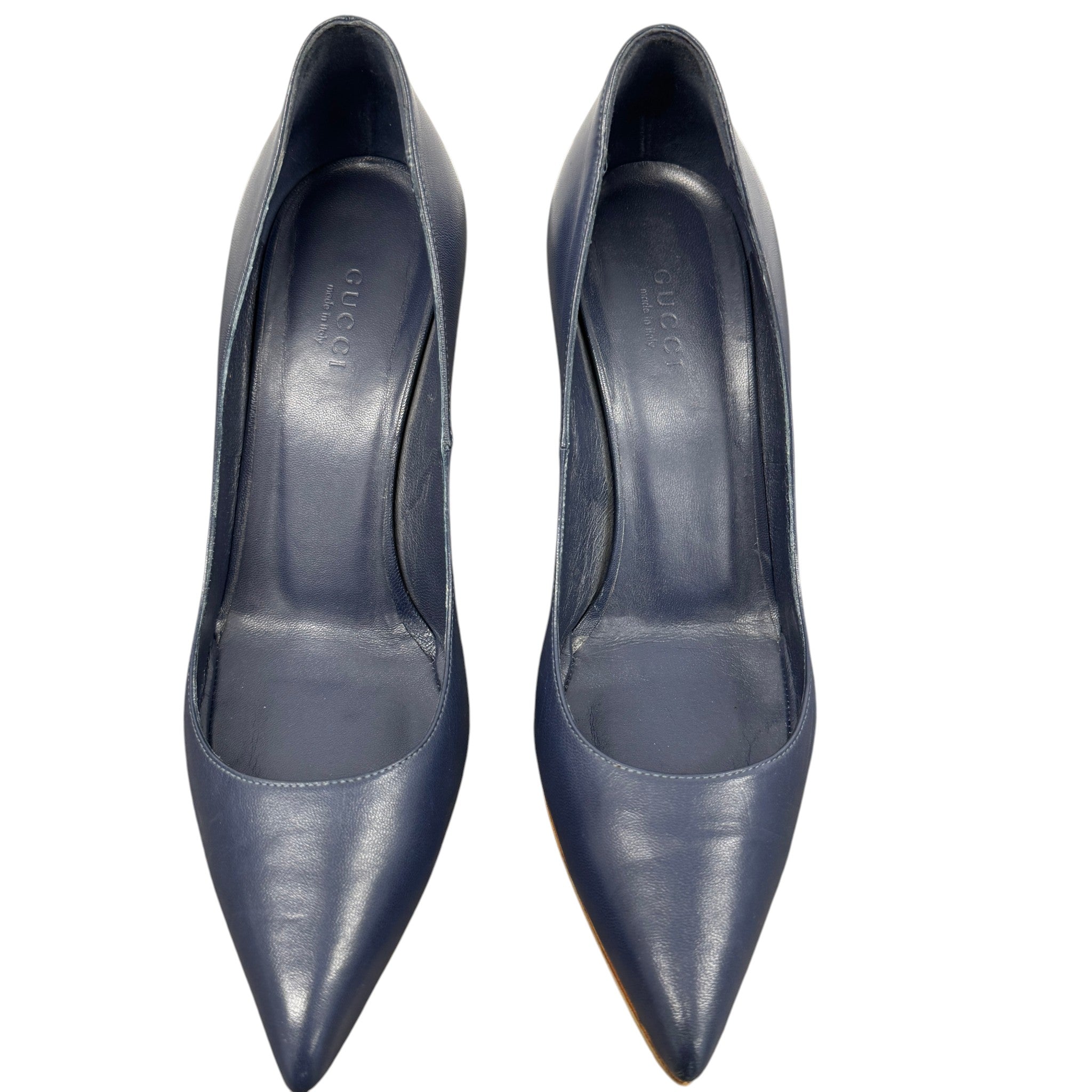 Women's Leather Pointed Heels Blue Size EU 37.5 / UK 4.5