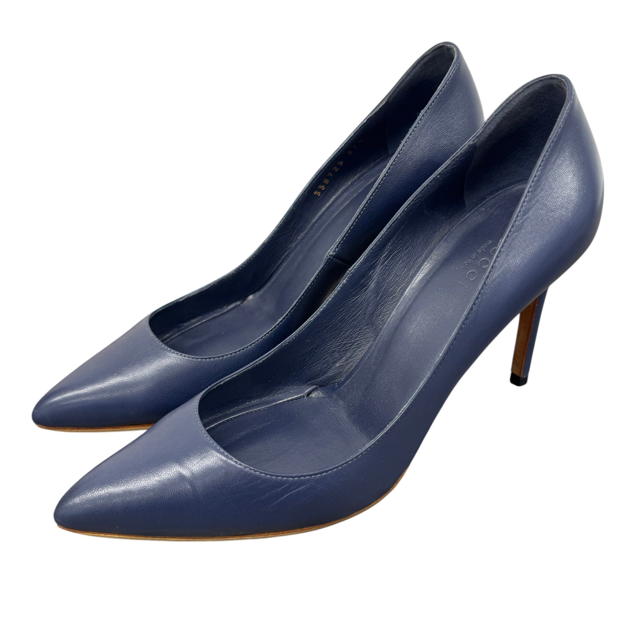 Women's Leather Pointed Heels Blue Size EU 37.5 / UK 4.5