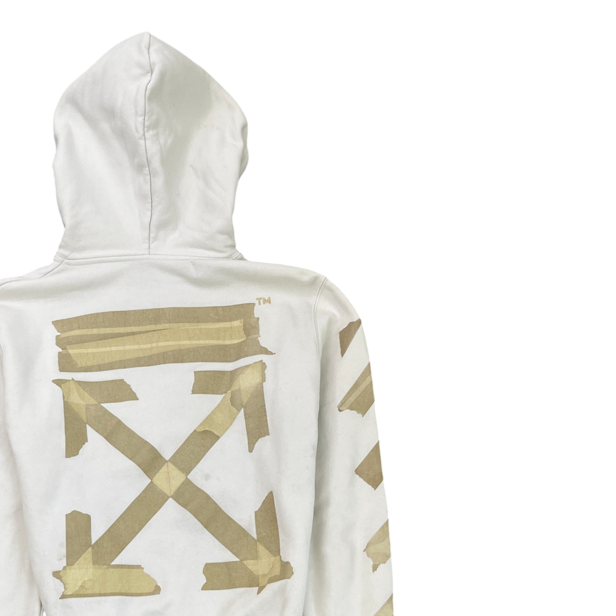 Men's Tape Arrow Logo Hoodie White Size S