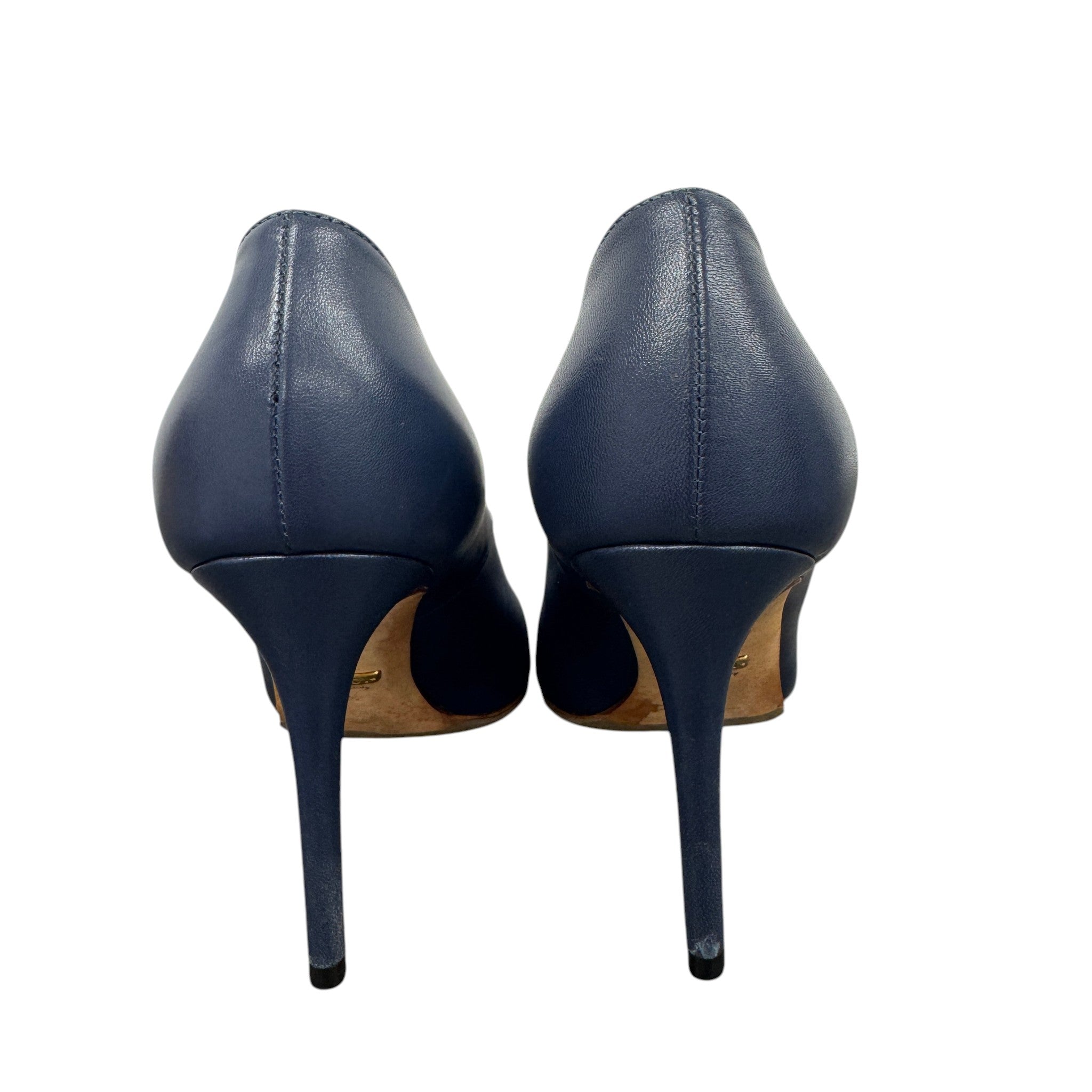 Women's Leather Pointed Heels Blue Size EU 37.5 / UK 4.5