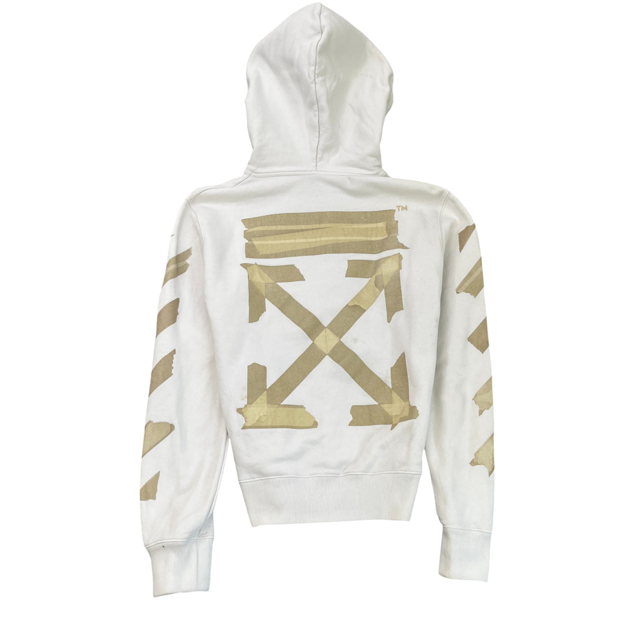 Men's Tape Arrow Logo Hoodie White Size S