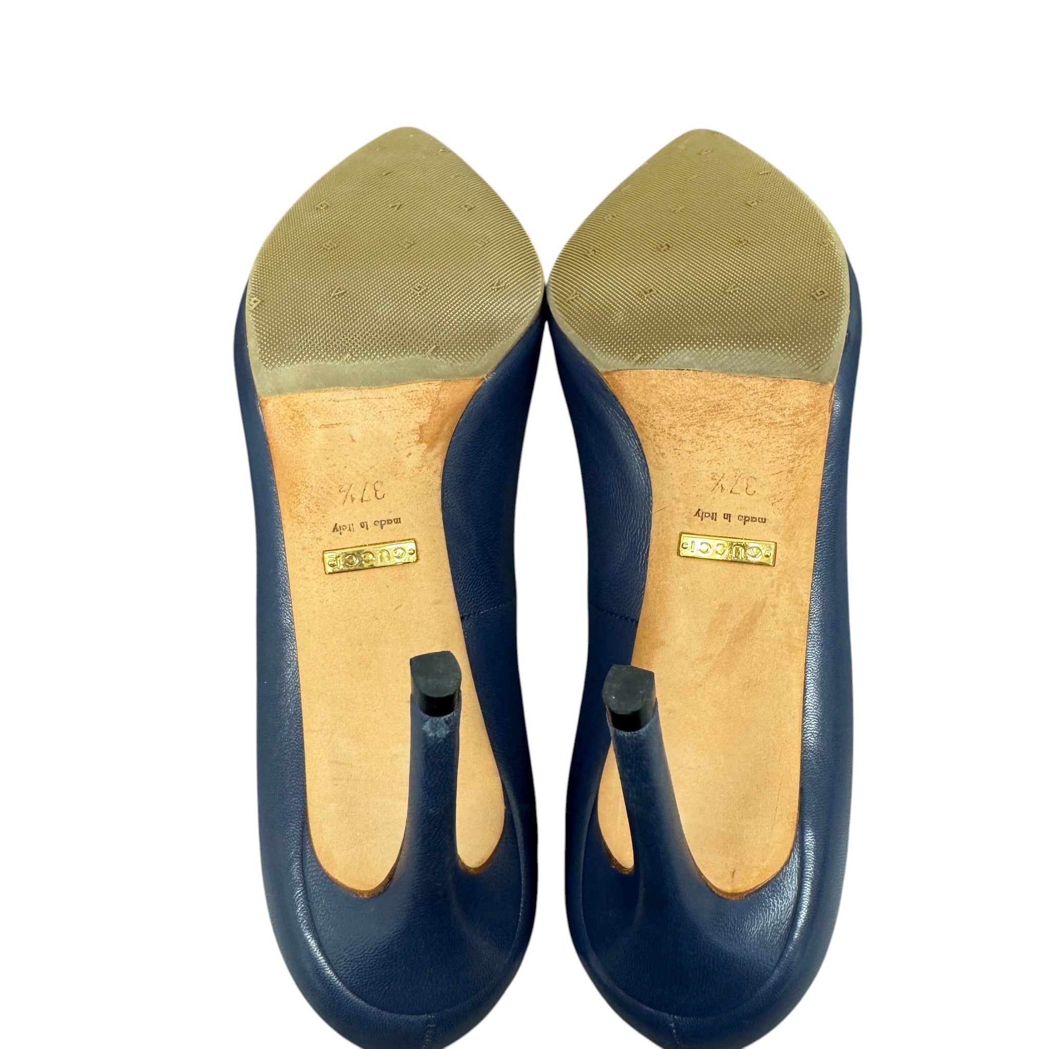 Women's Leather Pointed Heels Blue Size EU 37.5 / UK 4.5