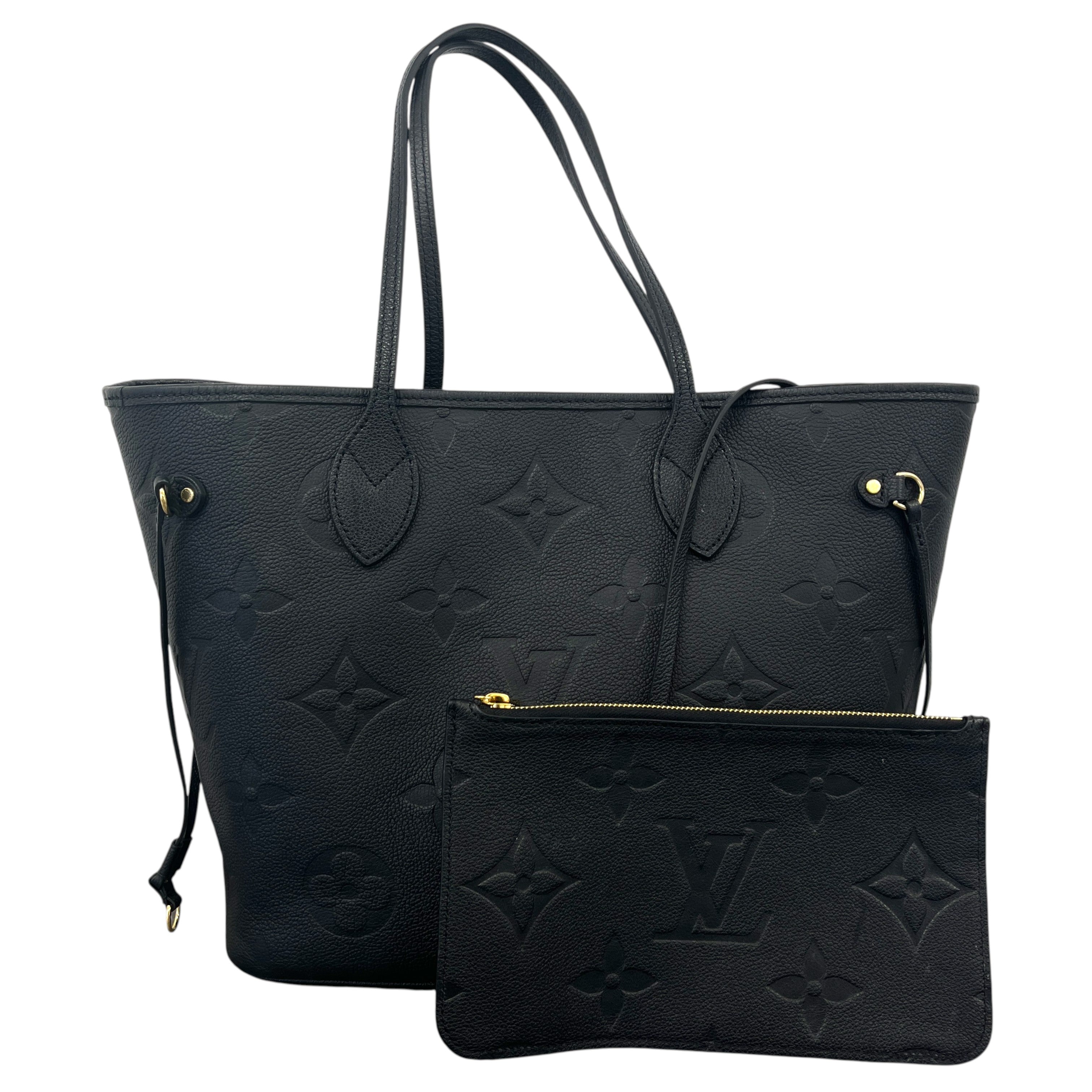 Women's Monogram Empreinte Leather Neverfull Mm Tote Bag Black