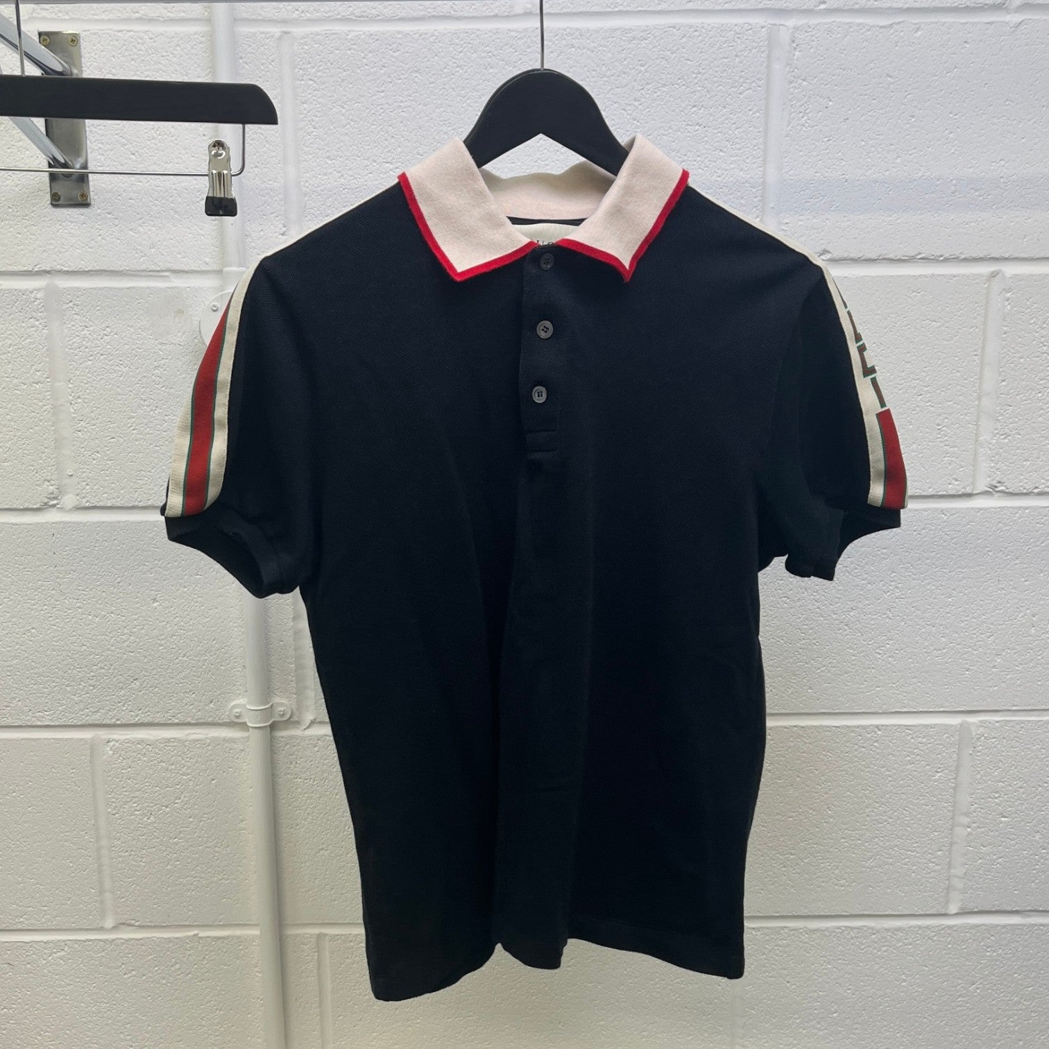 Men's Tape Logo Polo Shirt Black Size M