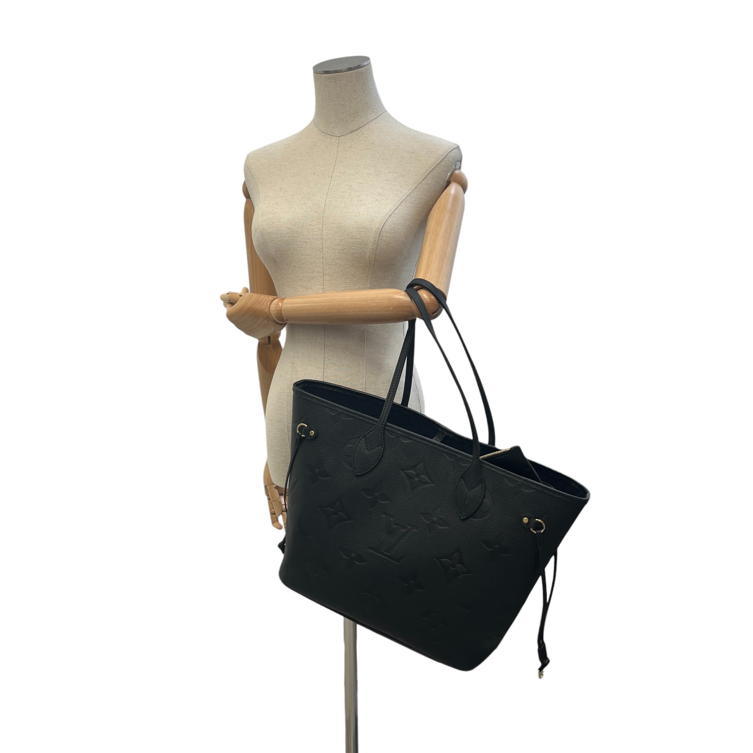 Women's Monogram Empreinte Leather Neverfull Mm Tote Bag Black