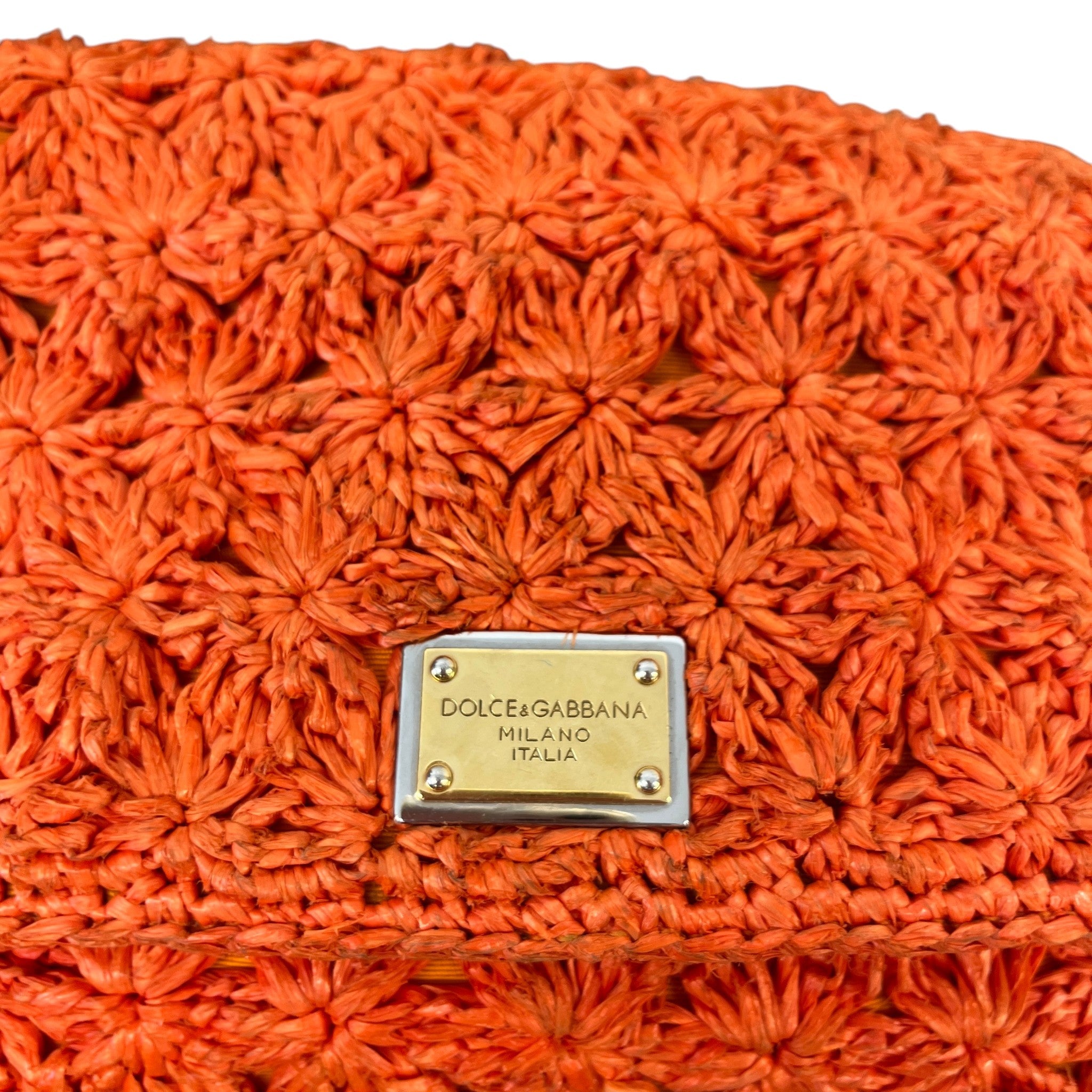Women's Raffia Crochet Handbag Orange