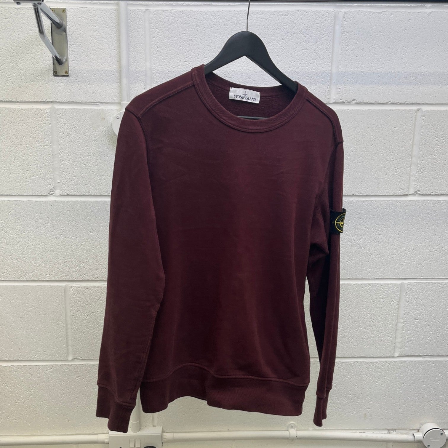 Men's Applique Logo Sweatshirt Burgundy Size S