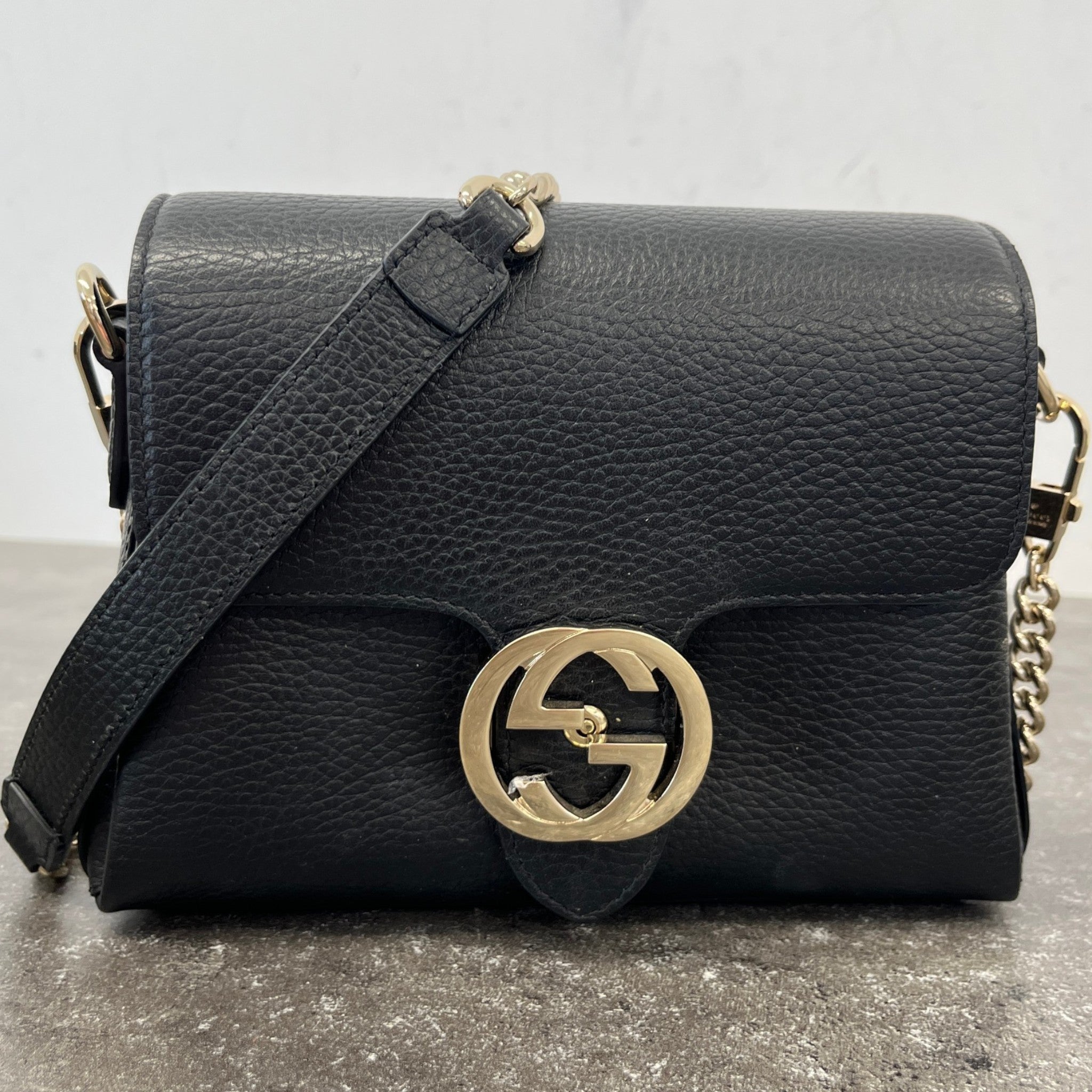 Women's Small Interlocking Calf Leather Bag Black