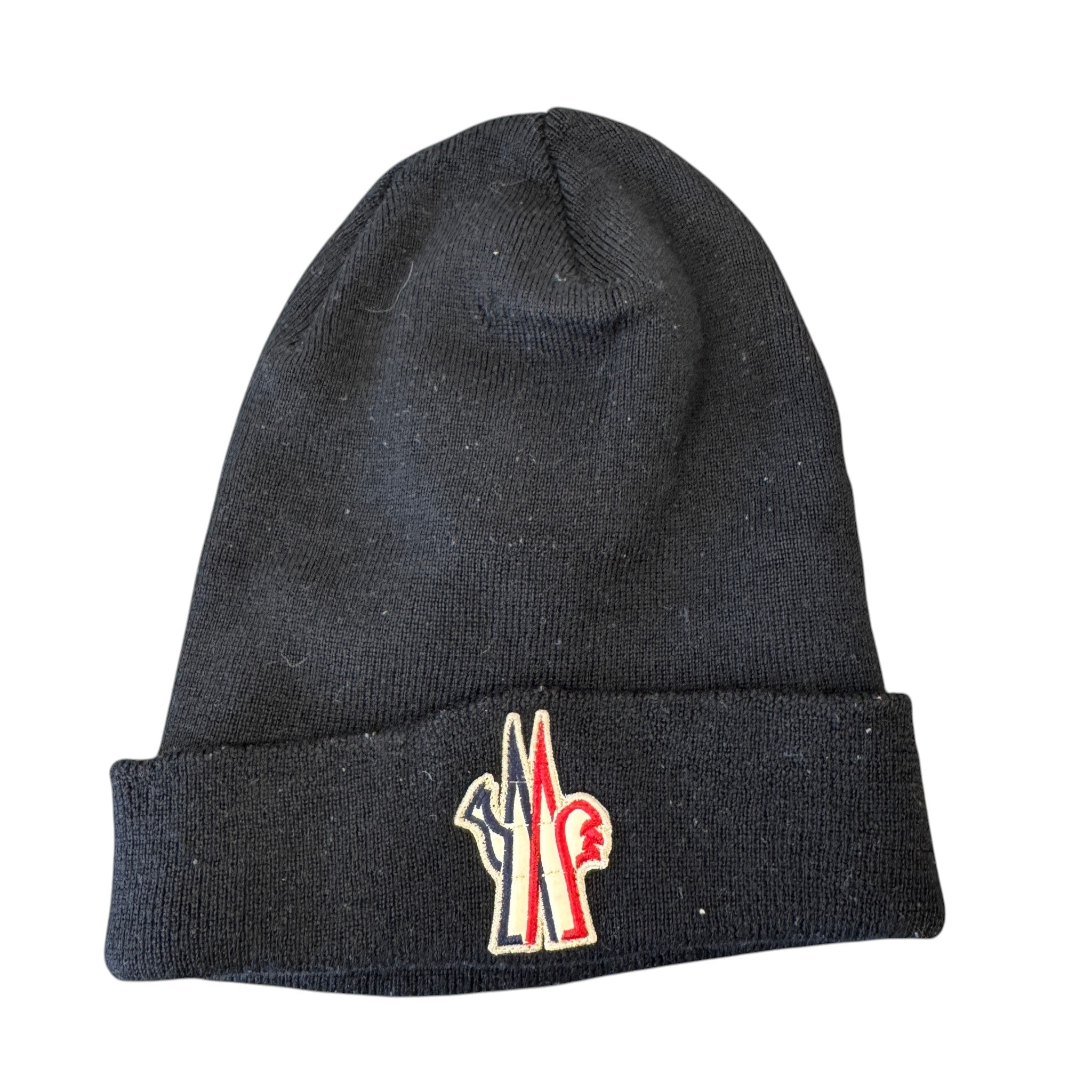 Men's Grenoble Logo Patch Beanie Hat Black