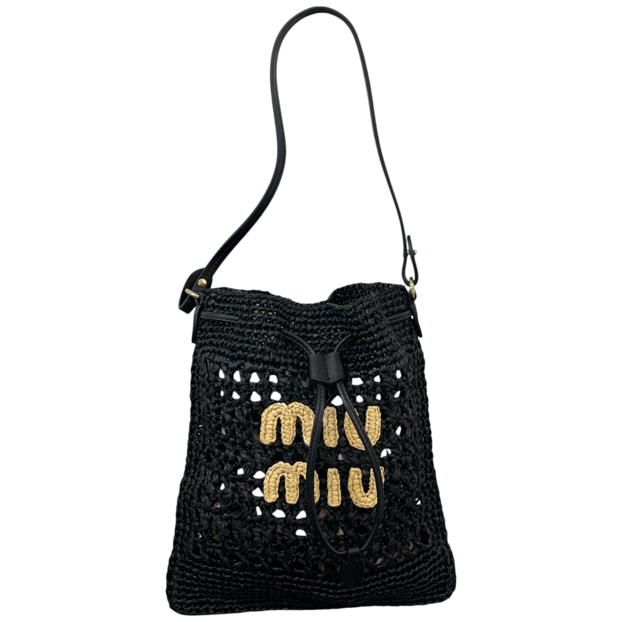 Women's Crochet Drawstring Bag Black