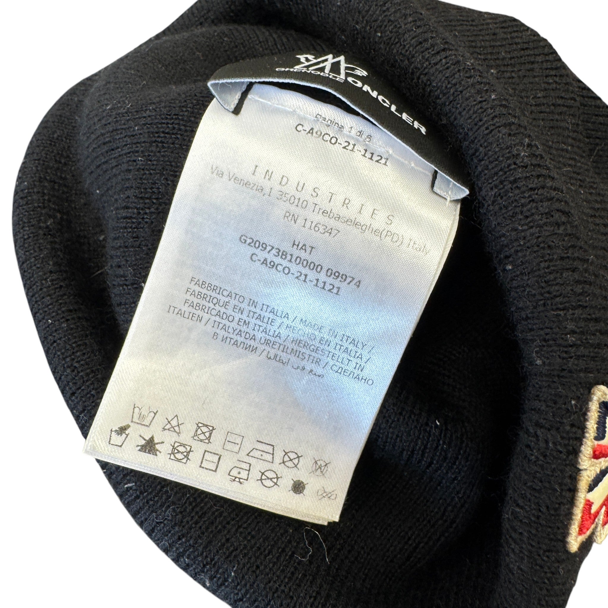 Men's Grenoble Logo Patch Beanie Hat Black