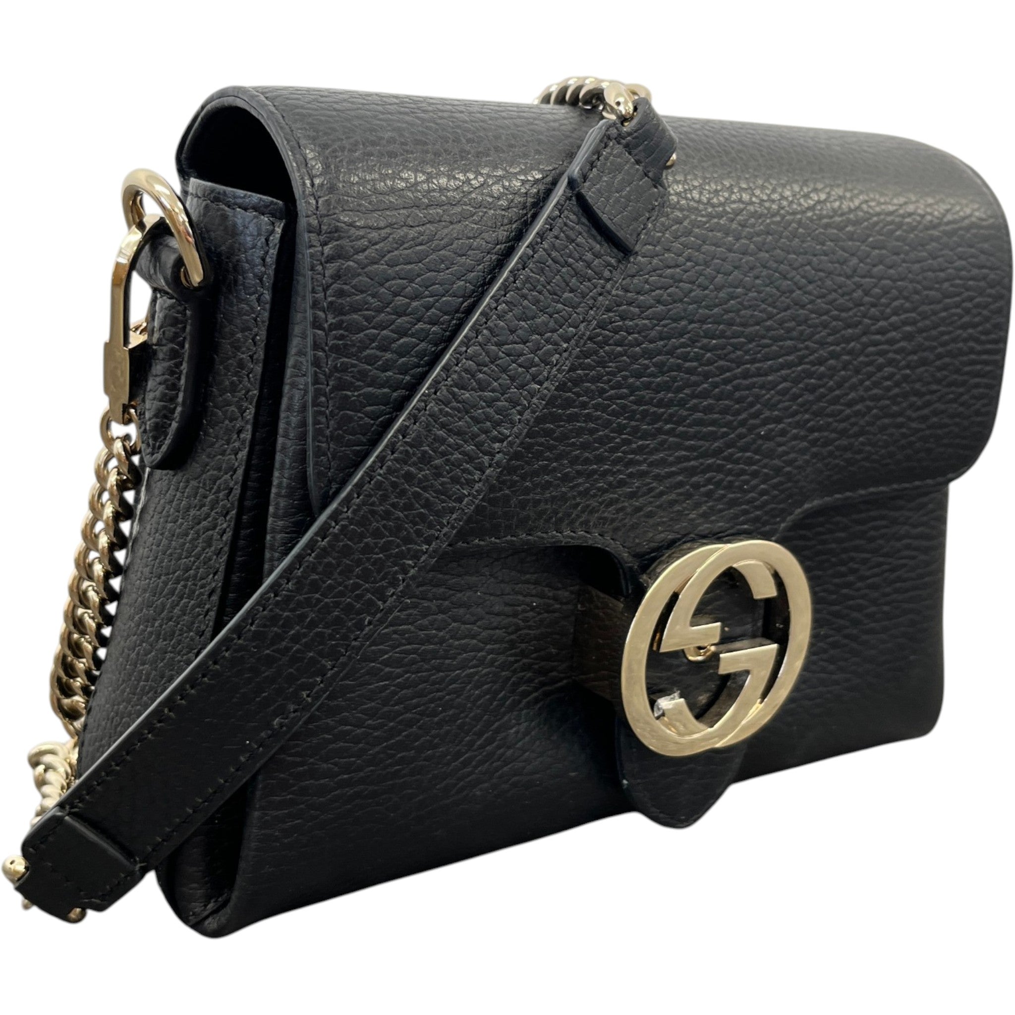 Women's Small Interlocking Calf Leather Bag Black