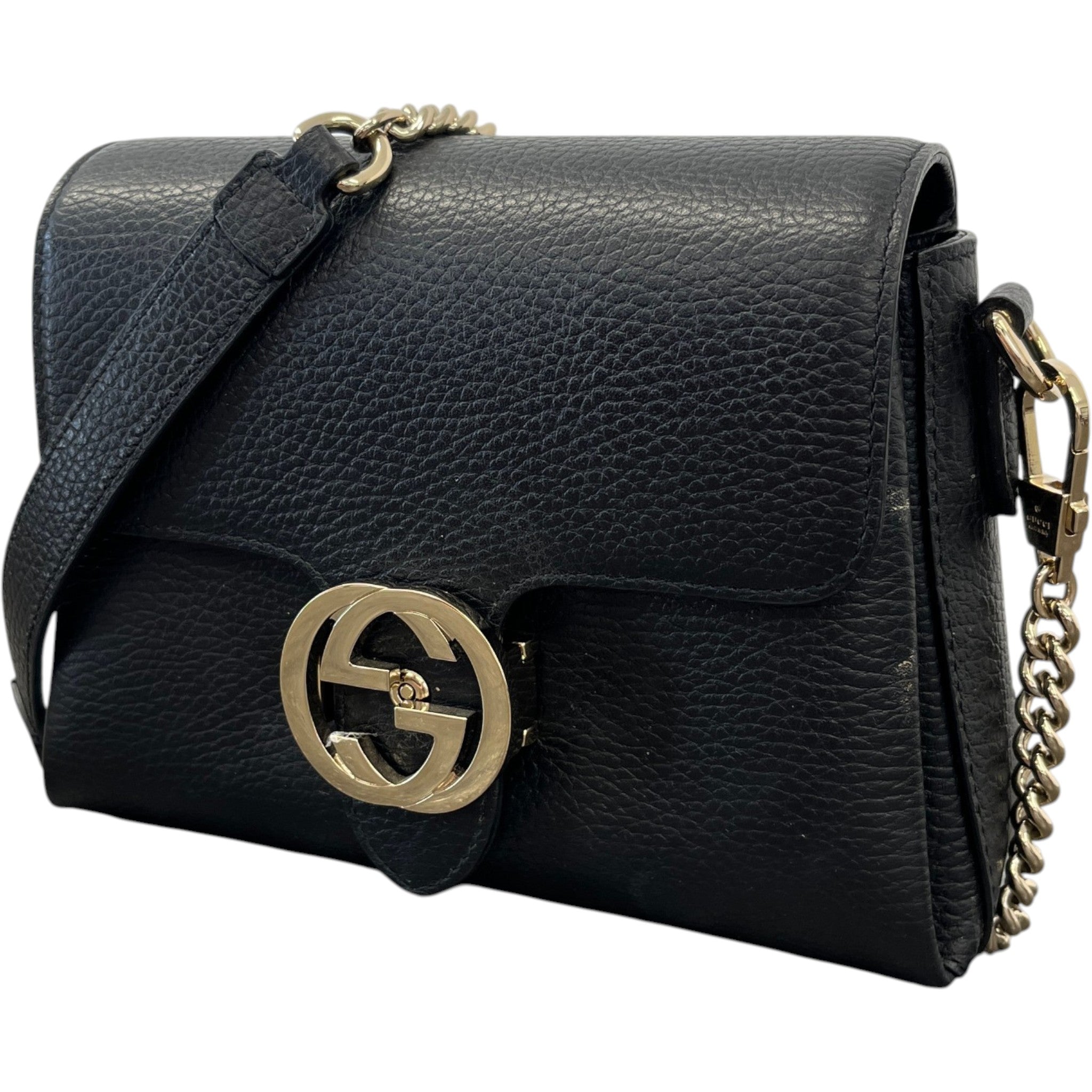 Women's Small Interlocking Calf Leather Bag Black