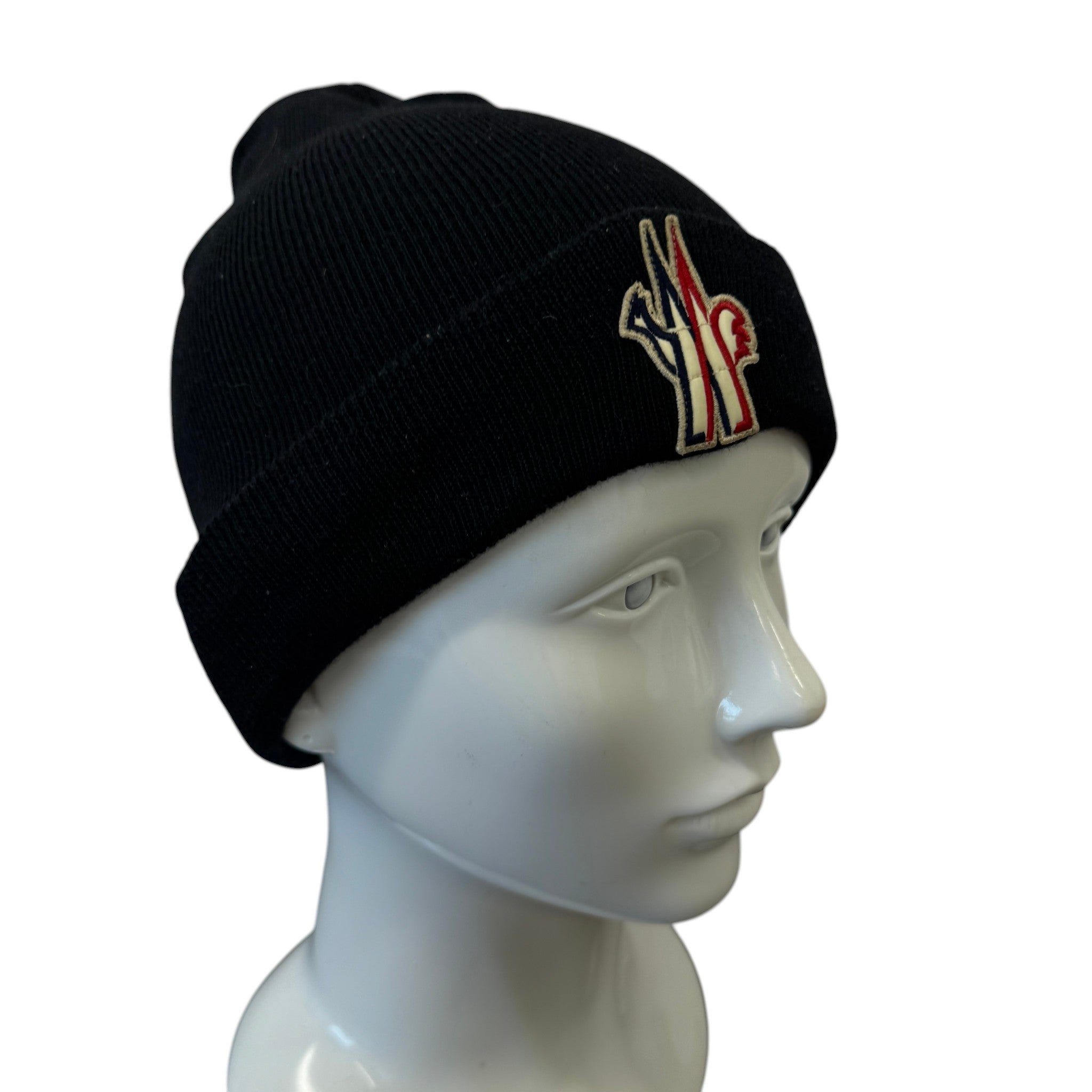 Men's Grenoble Logo Patch Beanie Hat Black