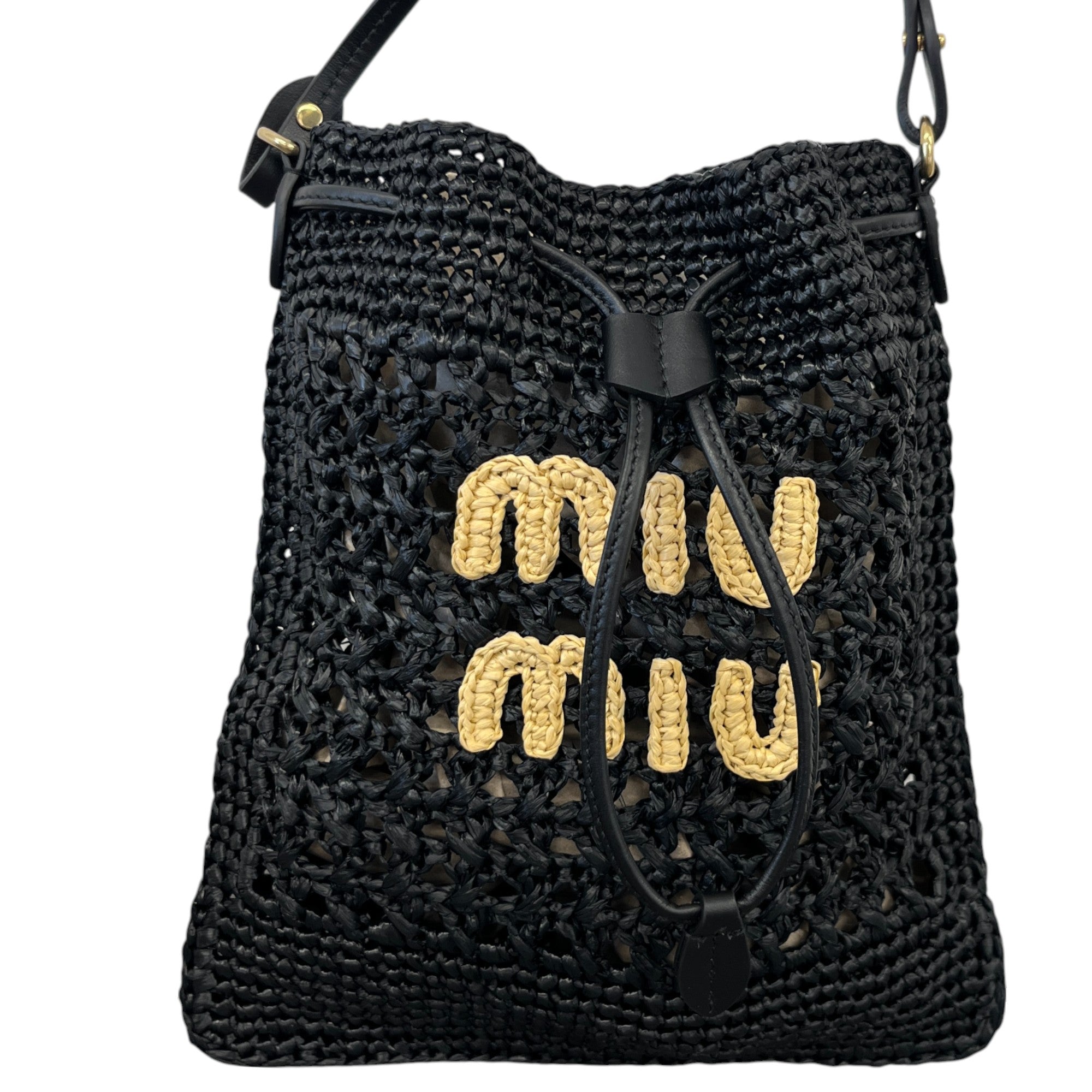 Women's Crochet Drawstring Bag Black