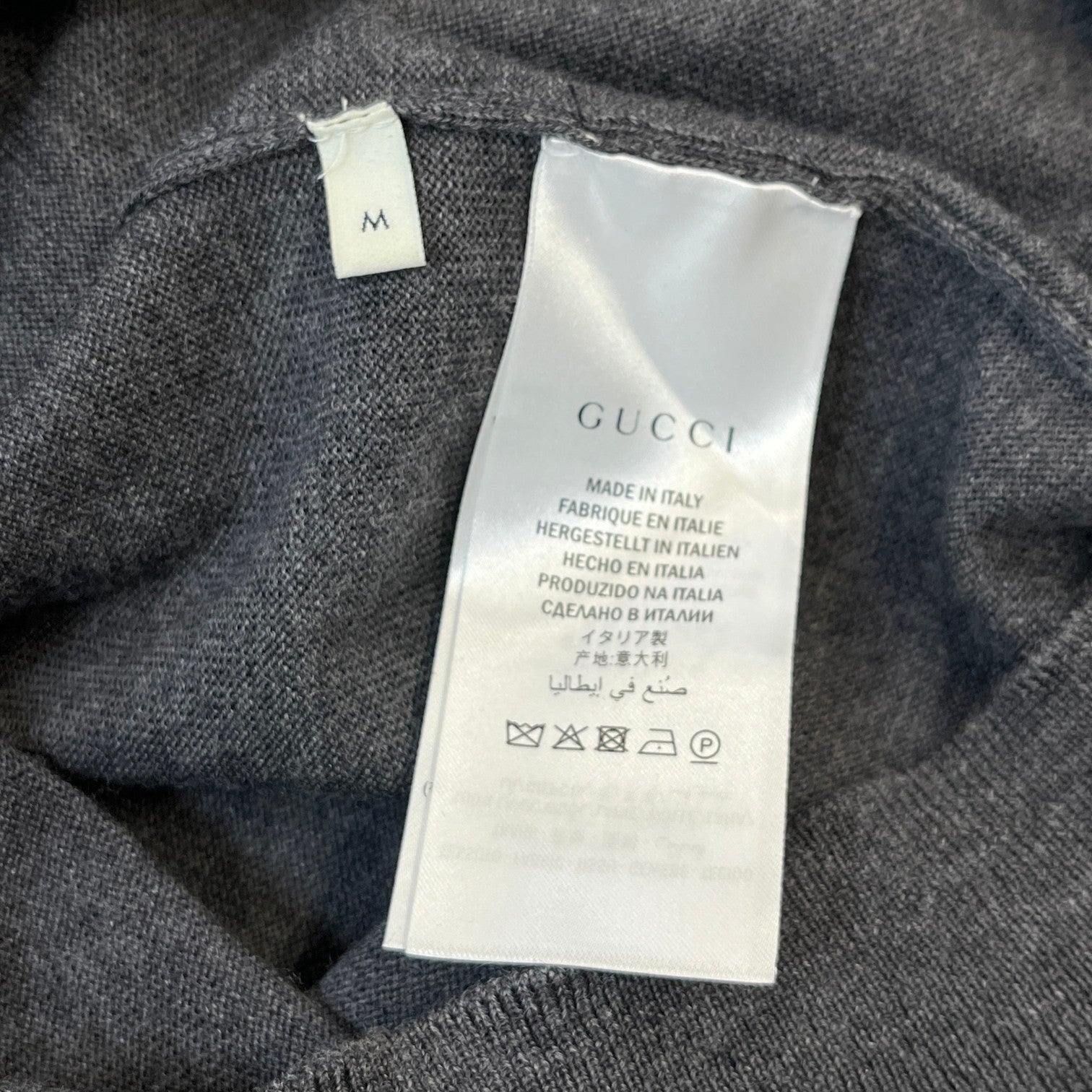 Men's V Neck Web Jumper Grey Size M