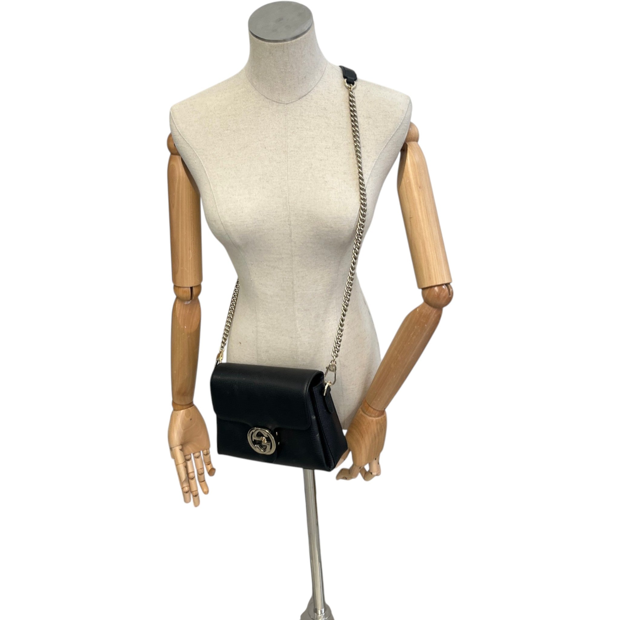 Women's Small Interlocking Calf Leather Bag Black