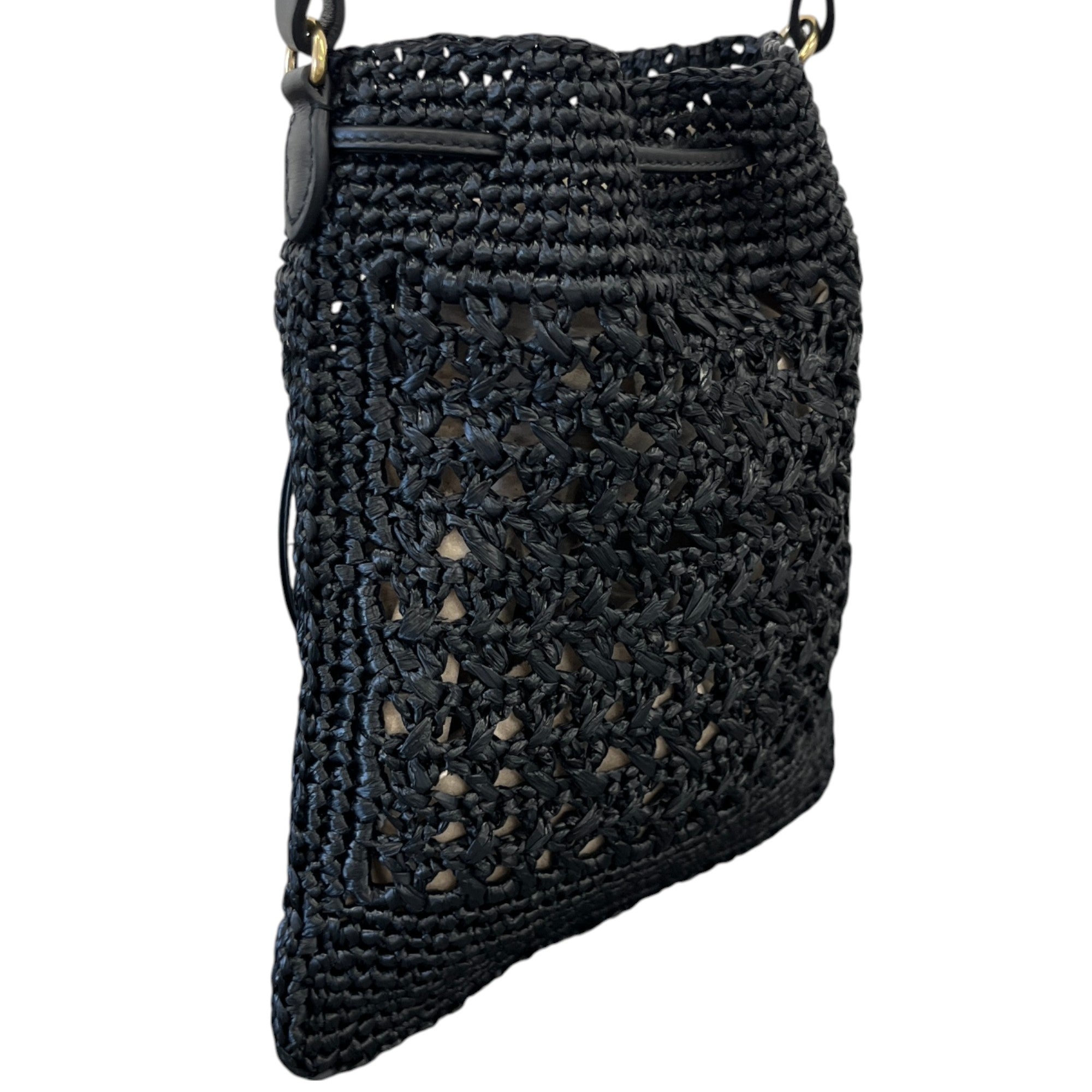 Women's Crochet Drawstring Bag Black