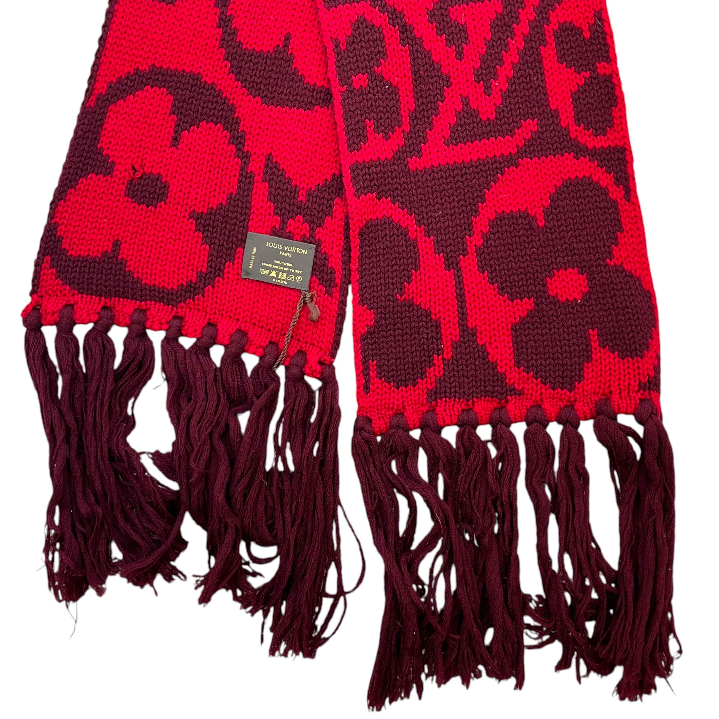 Women's Fringe Echarpe Grand Floor M72430 Scarf Red