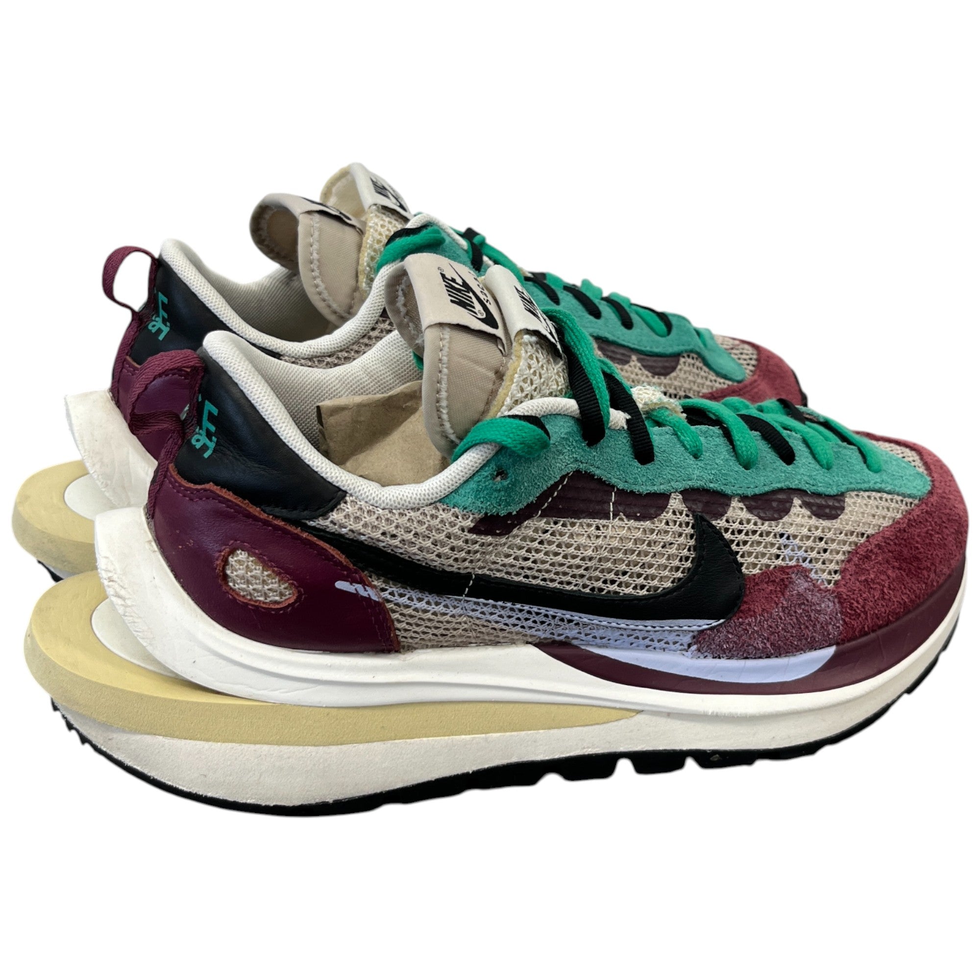 Men's X Sacai Vaporwaffle Low Trainers Burgundy Size EU 43.5 / UK 9.5