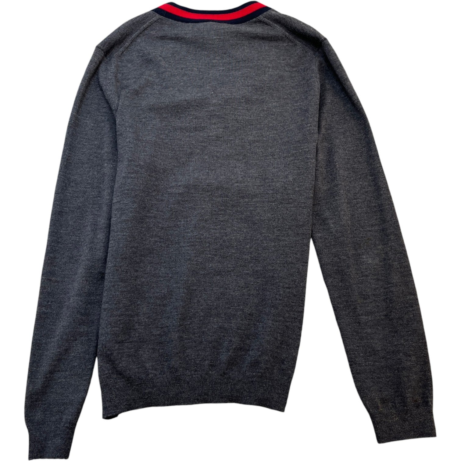 Men's V Neck Web Jumper Grey Size M