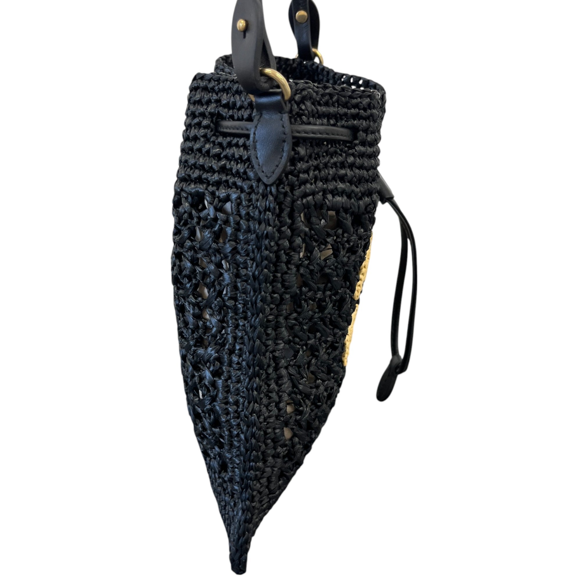 Women's Crochet Drawstring Bag Black