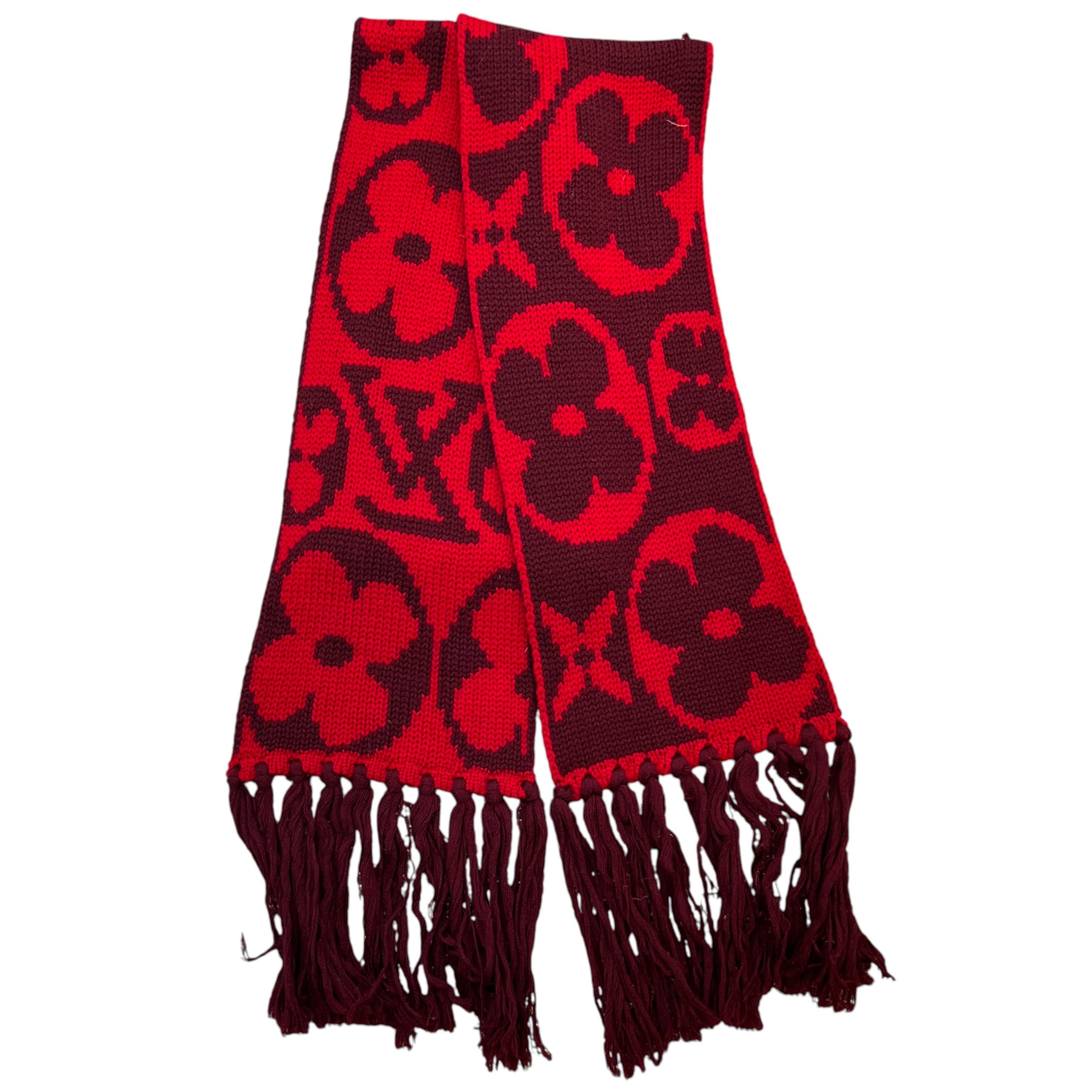 Women's Fringe Echarpe Grand Floor M72430 Scarf Red
