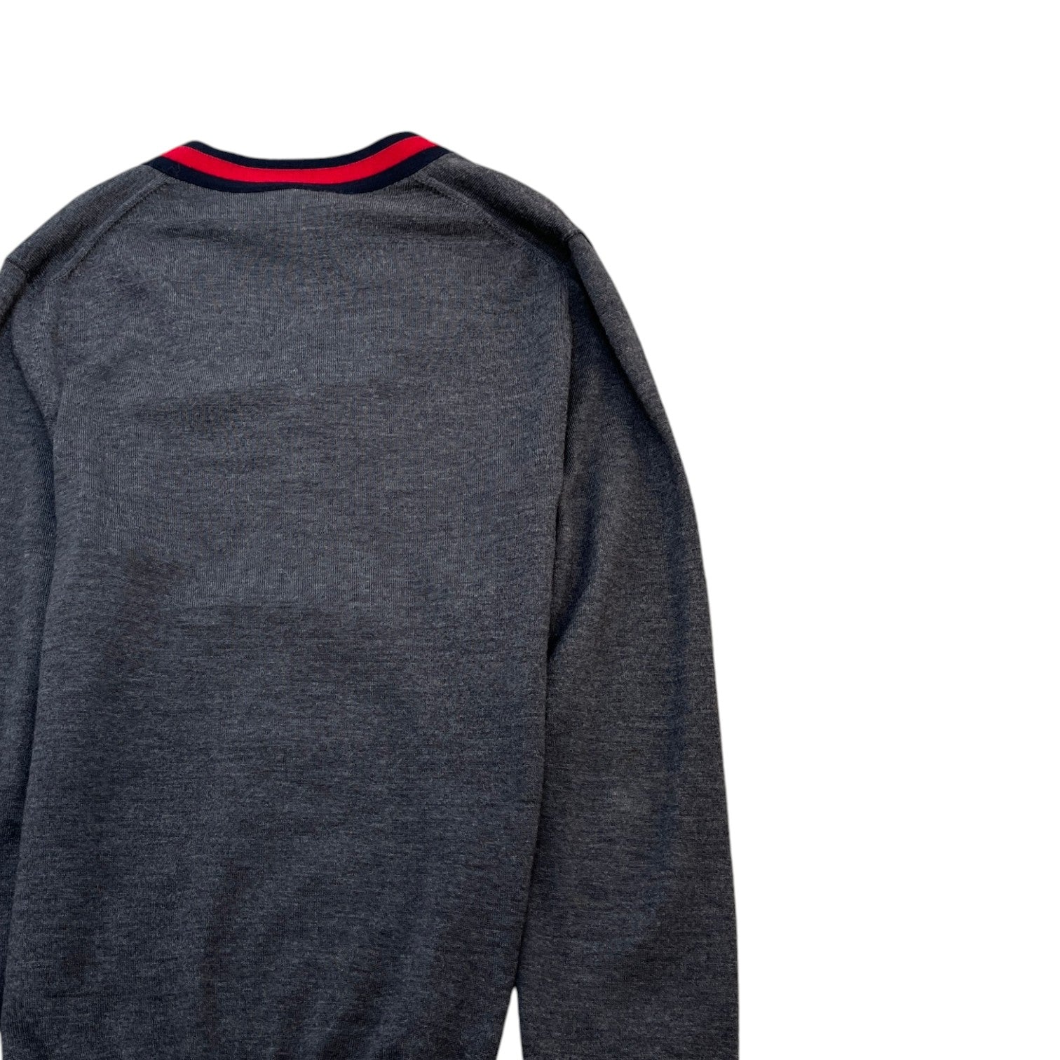Men's V Neck Web Jumper Grey Size M