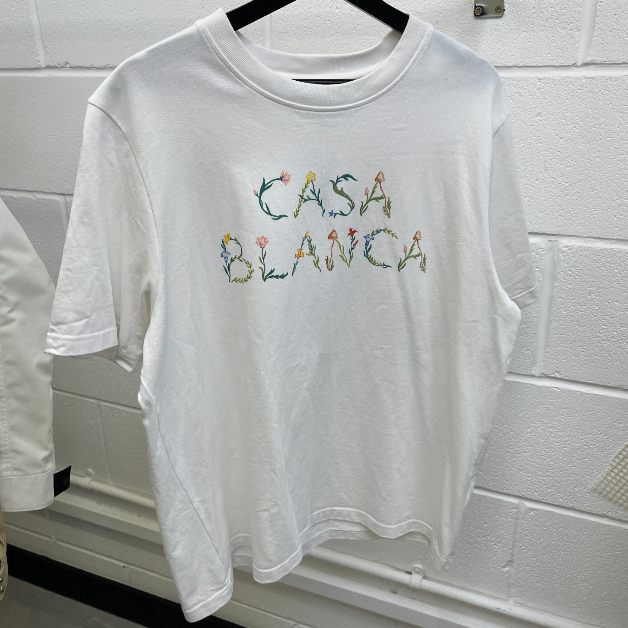 Men's Floral Logo Print T-Shirt White Size XL