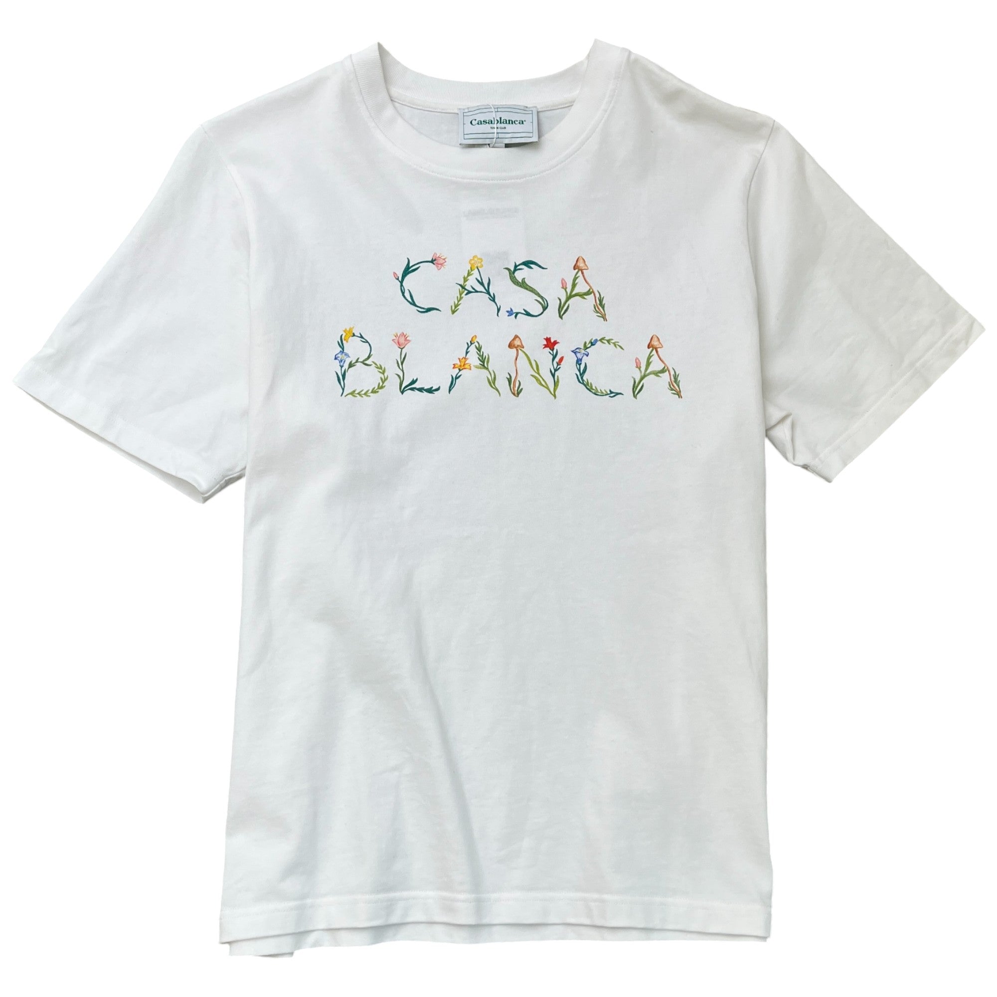 Men's Floral Logo Print T-Shirt White Size XL