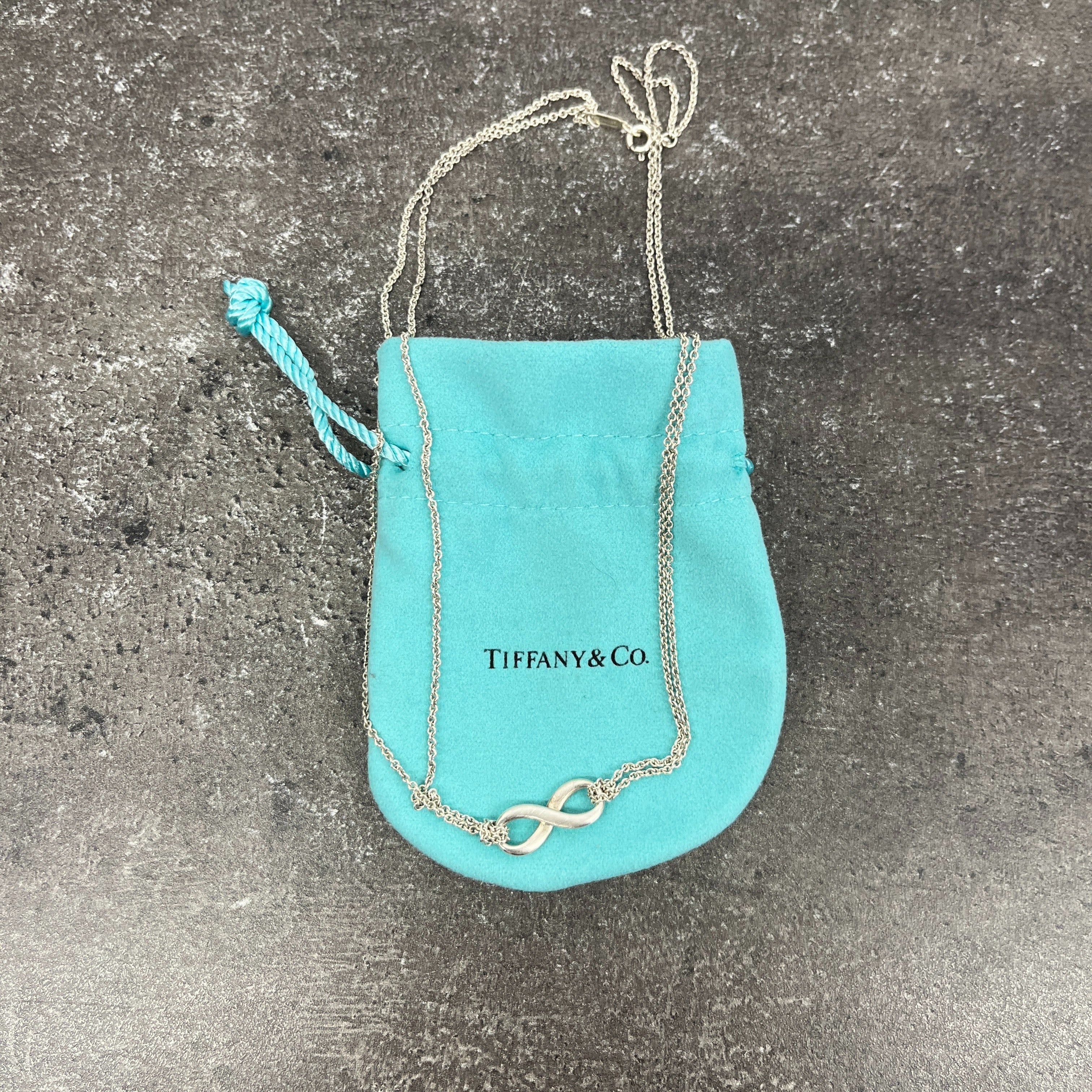 Women's Double Chain Infinity Necklace Silver