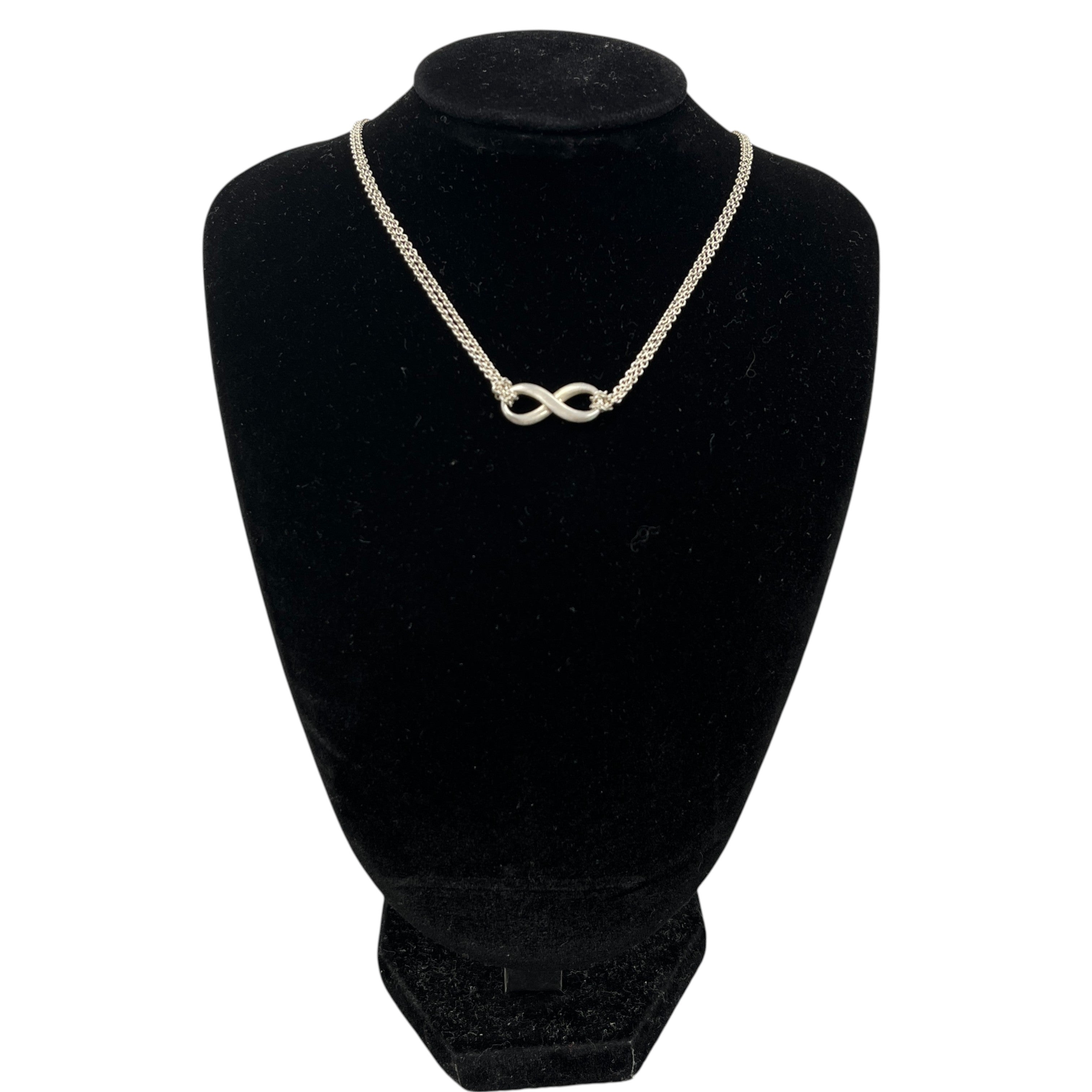 Women's Double Chain Infinity Necklace Silver