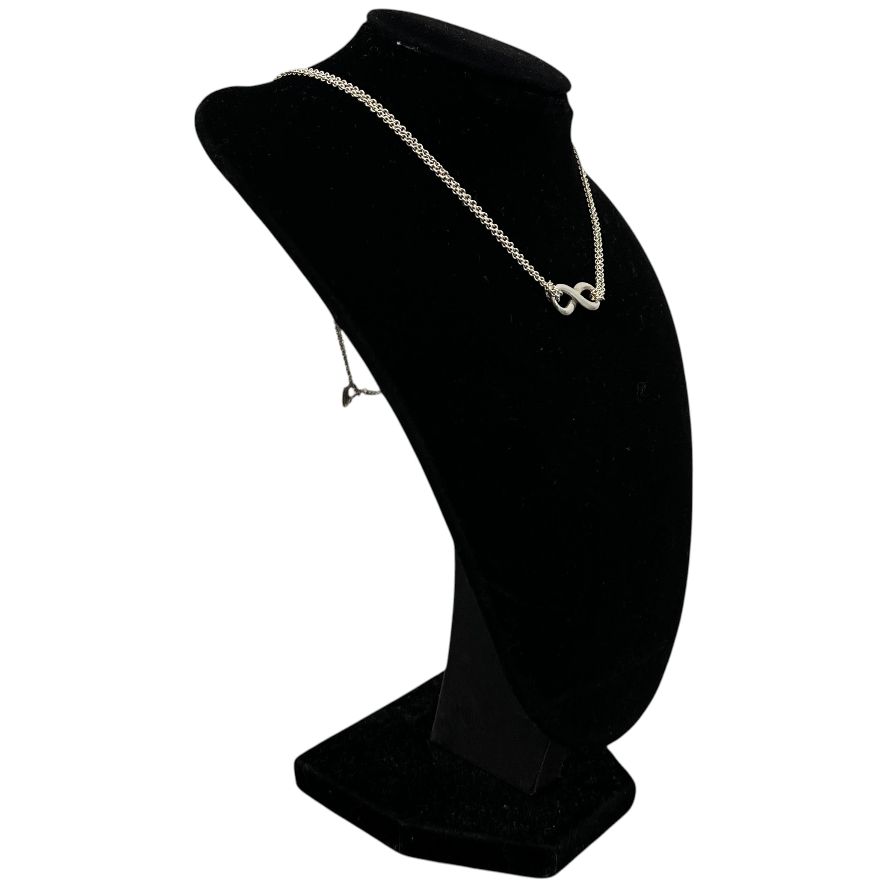 Women's Double Chain Infinity Necklace Silver